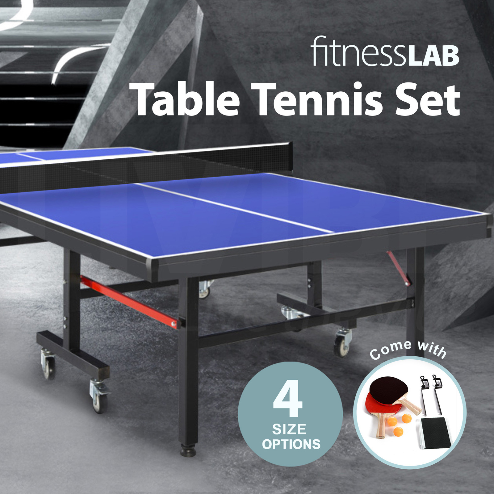 FitnessLab Table Tennis Table Kit Ping Pong Set Retractable Net