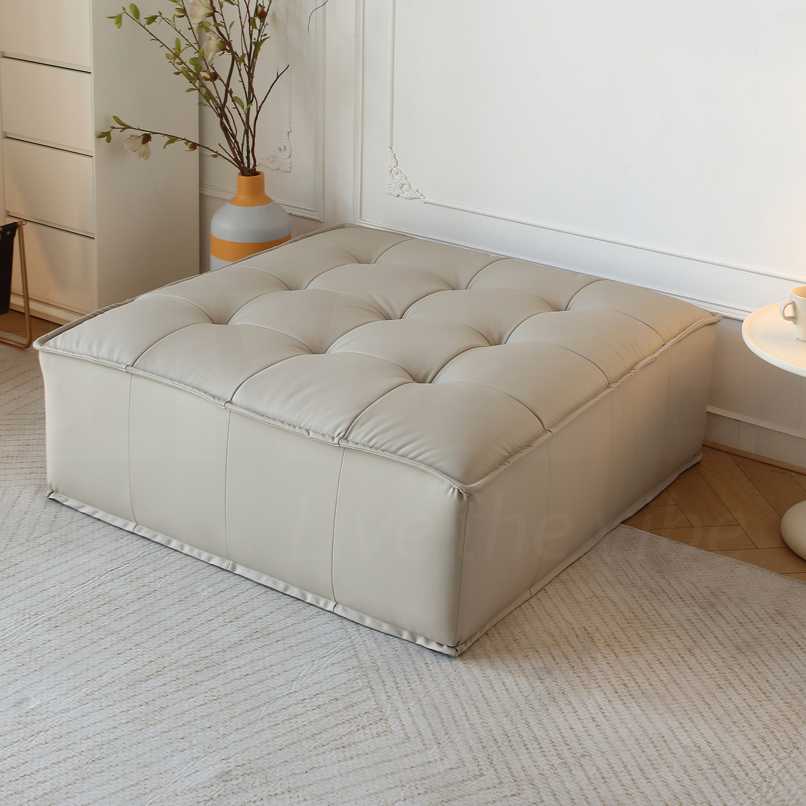 MIUZ 1pc Modular Sofa Lounge Chair Tofu Sofa Armless Seat PU Leather Couch Seat - Picture 33 of 55