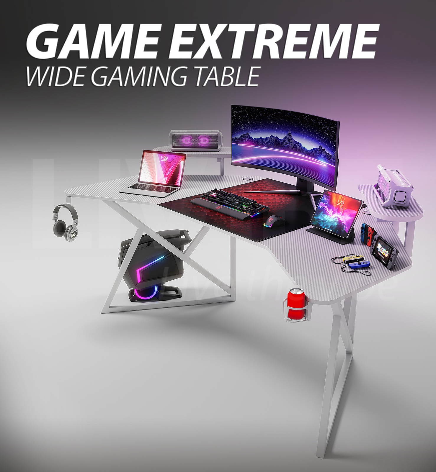 Mr ironstone white gaming desk store