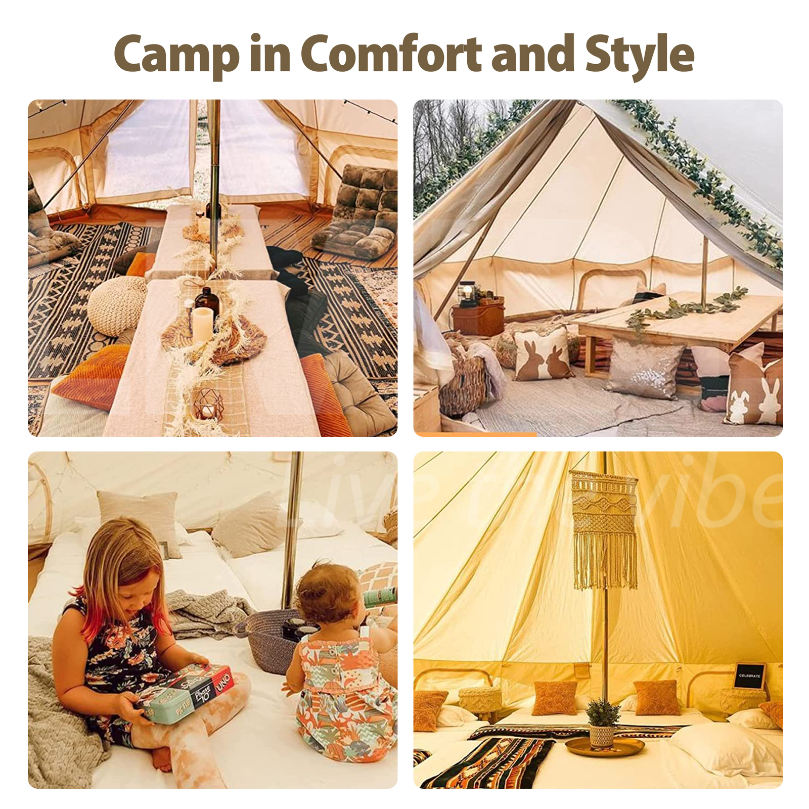 MIUZ 4-Season Bell Tent 3M 4M 5M 6M Waterproof Canvas