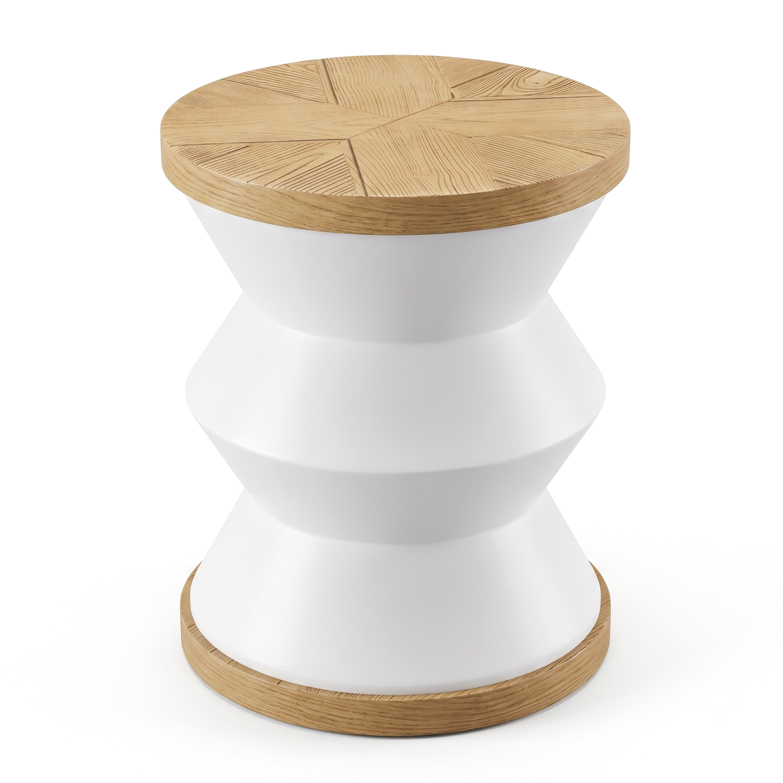 Sculptural Accent Side Table | Geometric Garden Magnesium Oxide Concrete Round End Table for Living Room, Patio & Indoor Outdoor Spaces