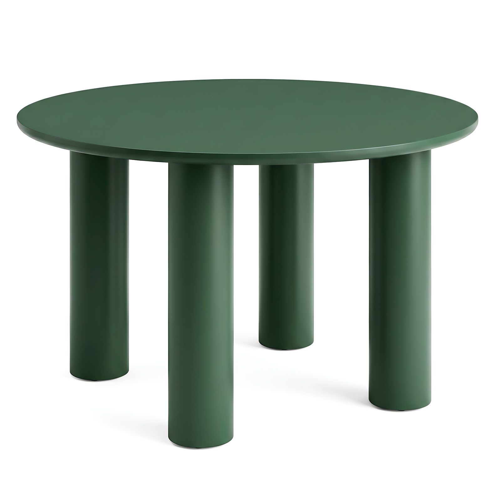 Modern Sculptural Green Round Dining Center Table - Geometric Bold Pillar Legs Coffee Meeting Table for Living Room Apartment Lounge,120x75cm