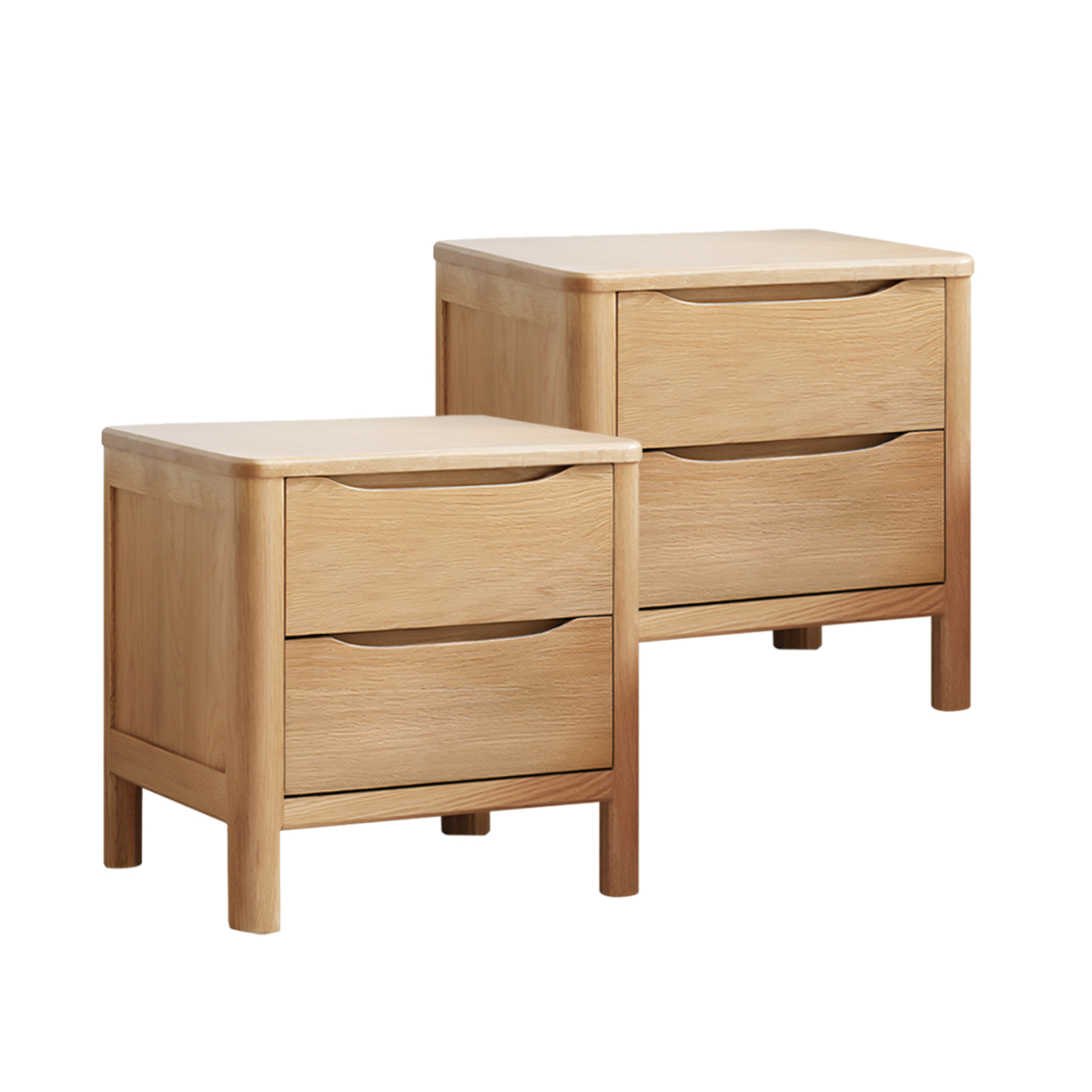 2 x Bedside Table 2 Drawers Side Table Nightstand Storage Solid Oak Wood