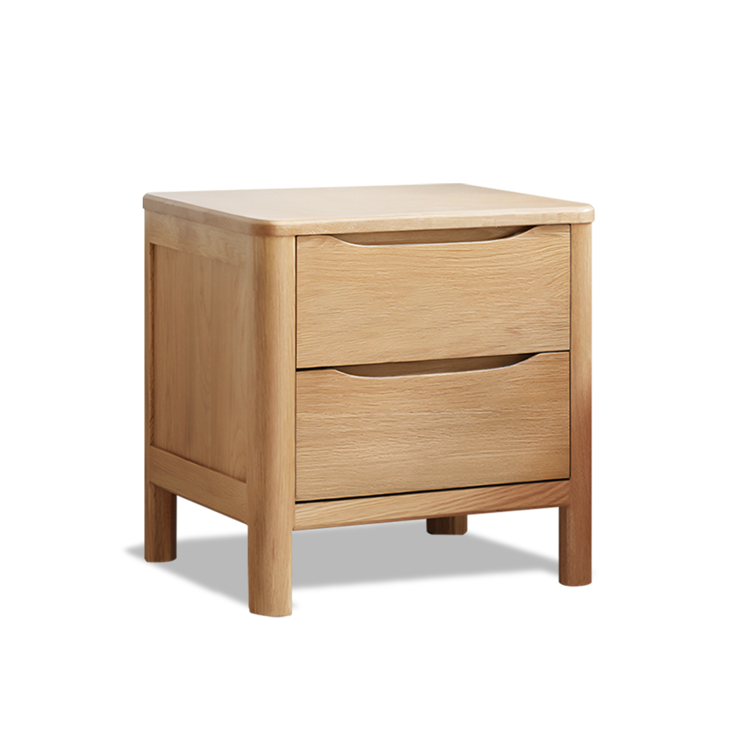 Bedside Table 2 Drawers Side Table Nightstand Storage Solid Oak Wood 