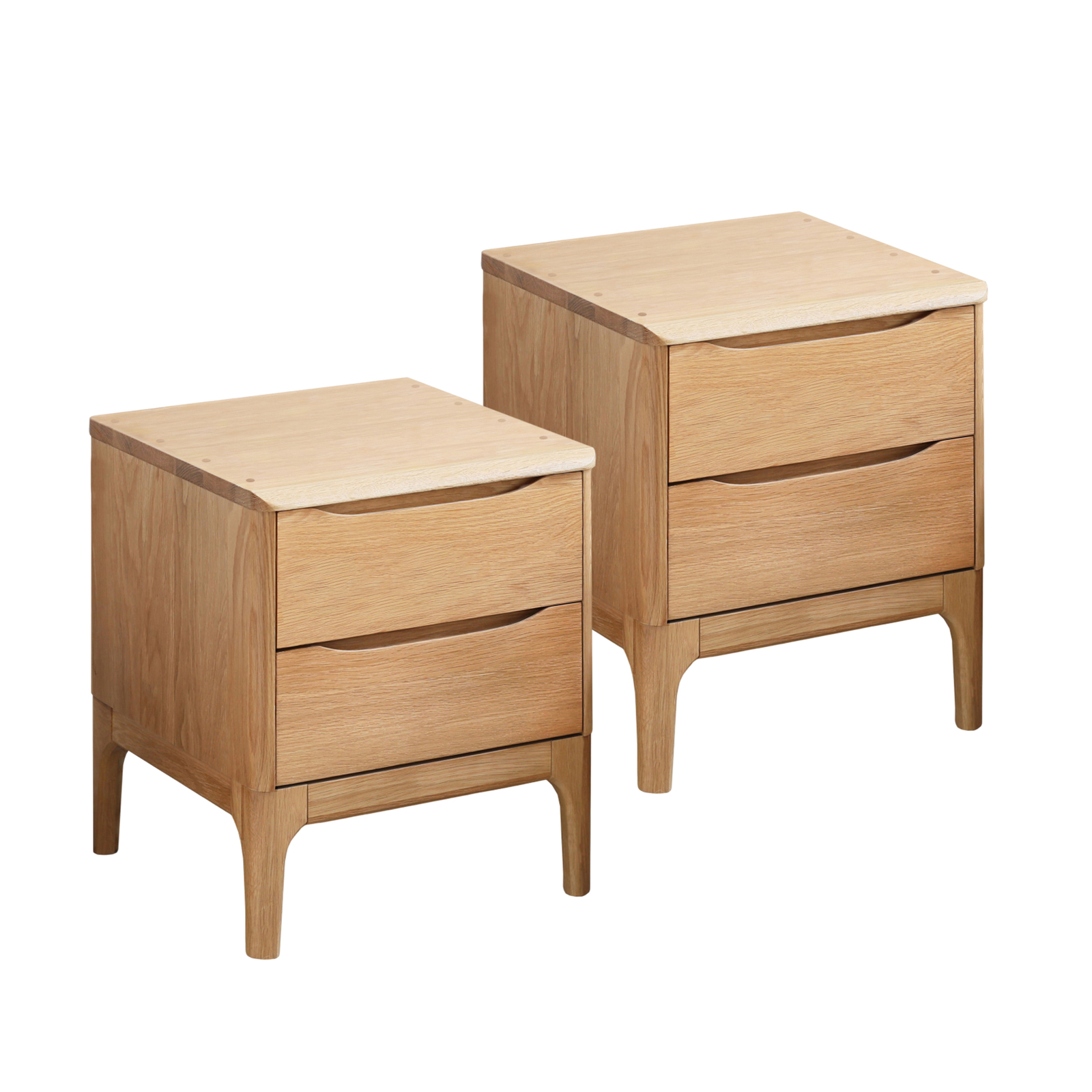 MIUZ 2x Solid American Oak Timber Bedside Tables Drawers Side Table Nightstand Storage Cabinet 
