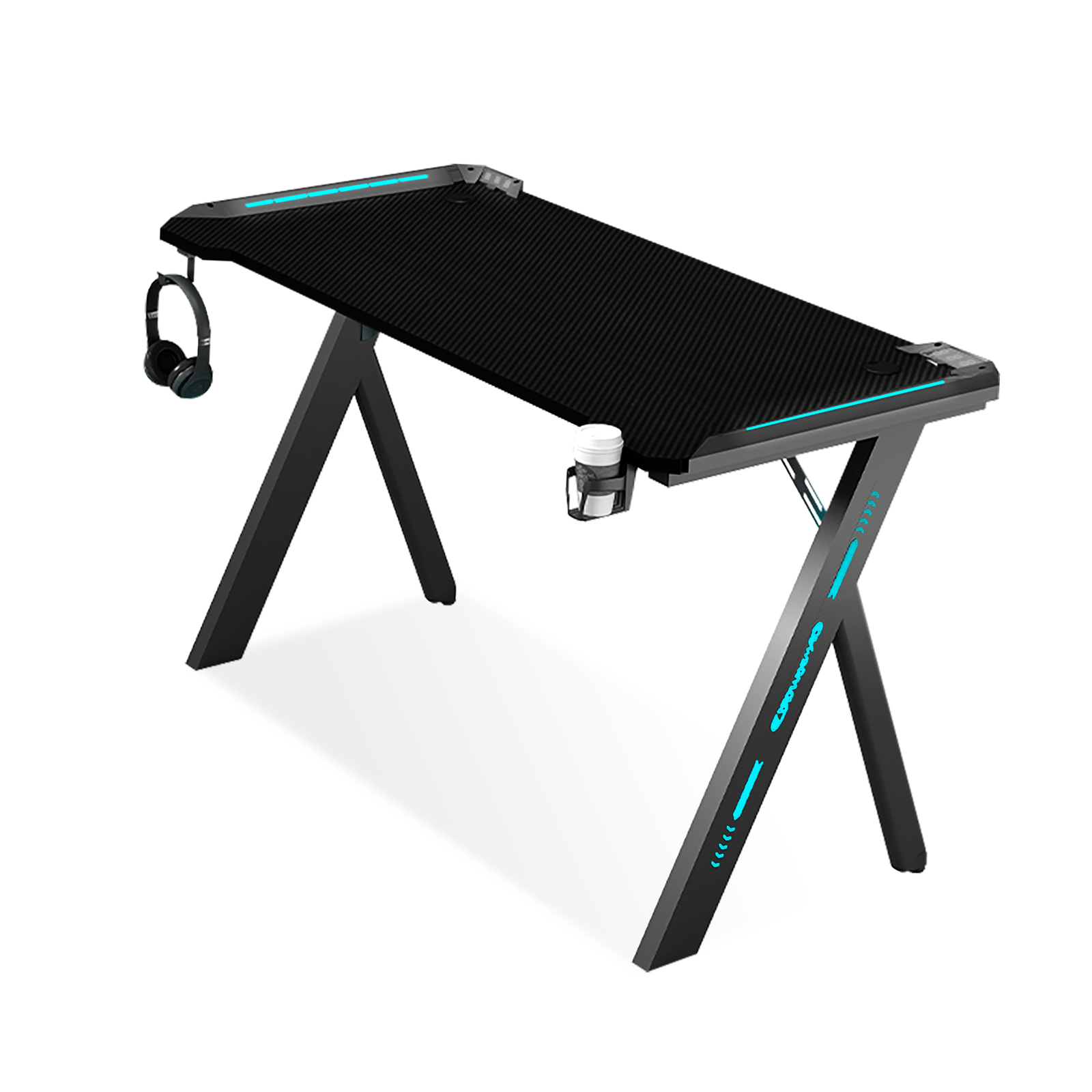 Gaming Desk Office Computer Desk Home Study Work Table Racer Carbon Fiber Table RGB LED 100cm