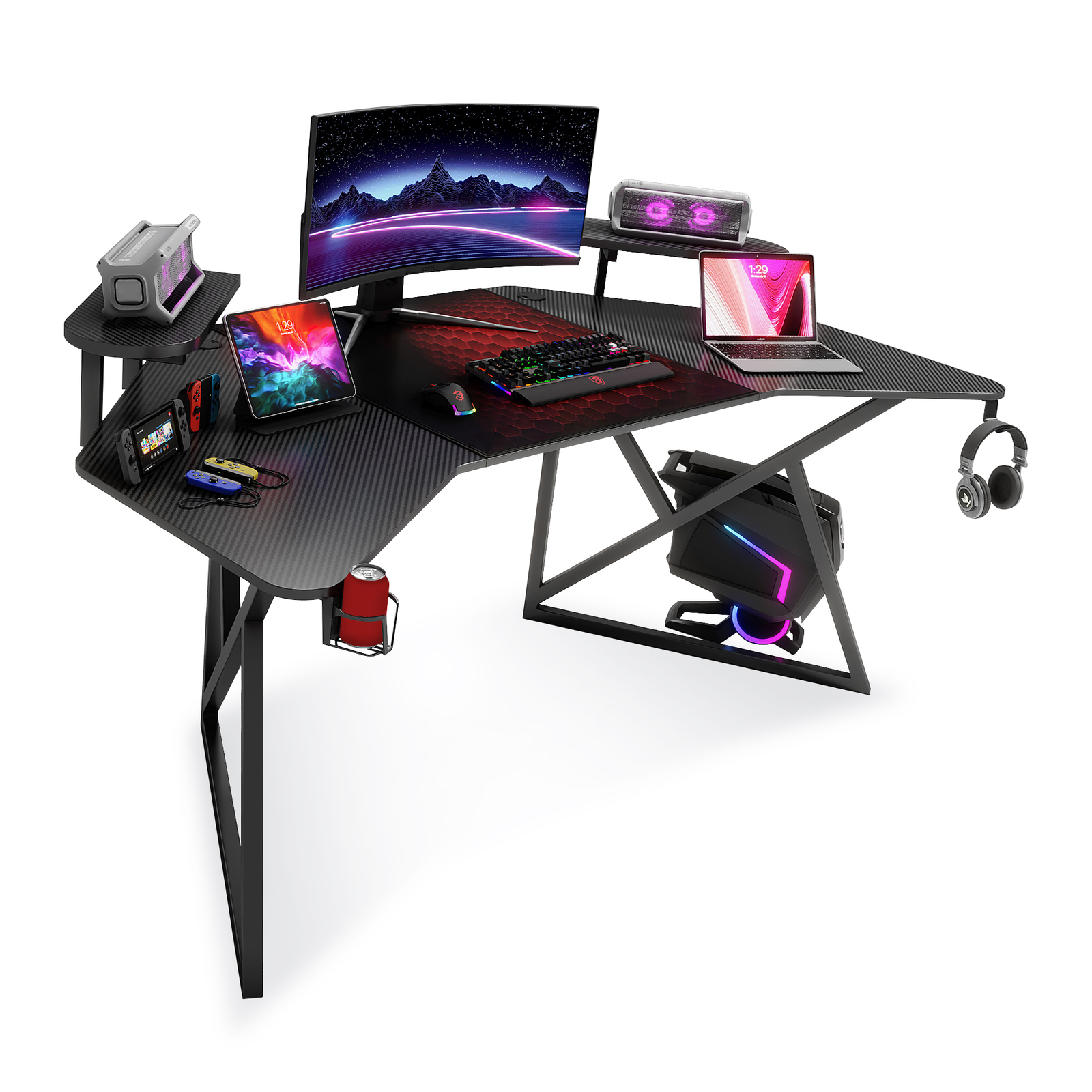 Gaming Desk Large Size Computer Gaming Office Desk Carbon Fiber Table