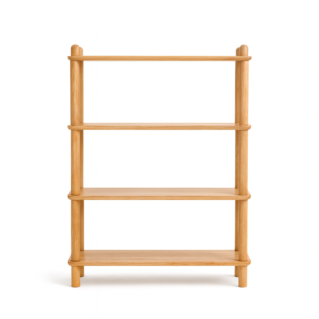 4-Tier Solid American Oak Display Stand, Natural Wooden Storage Rack Bookshelf Organizer Freestanding Shelf, Easy Assembly Minimalist Design