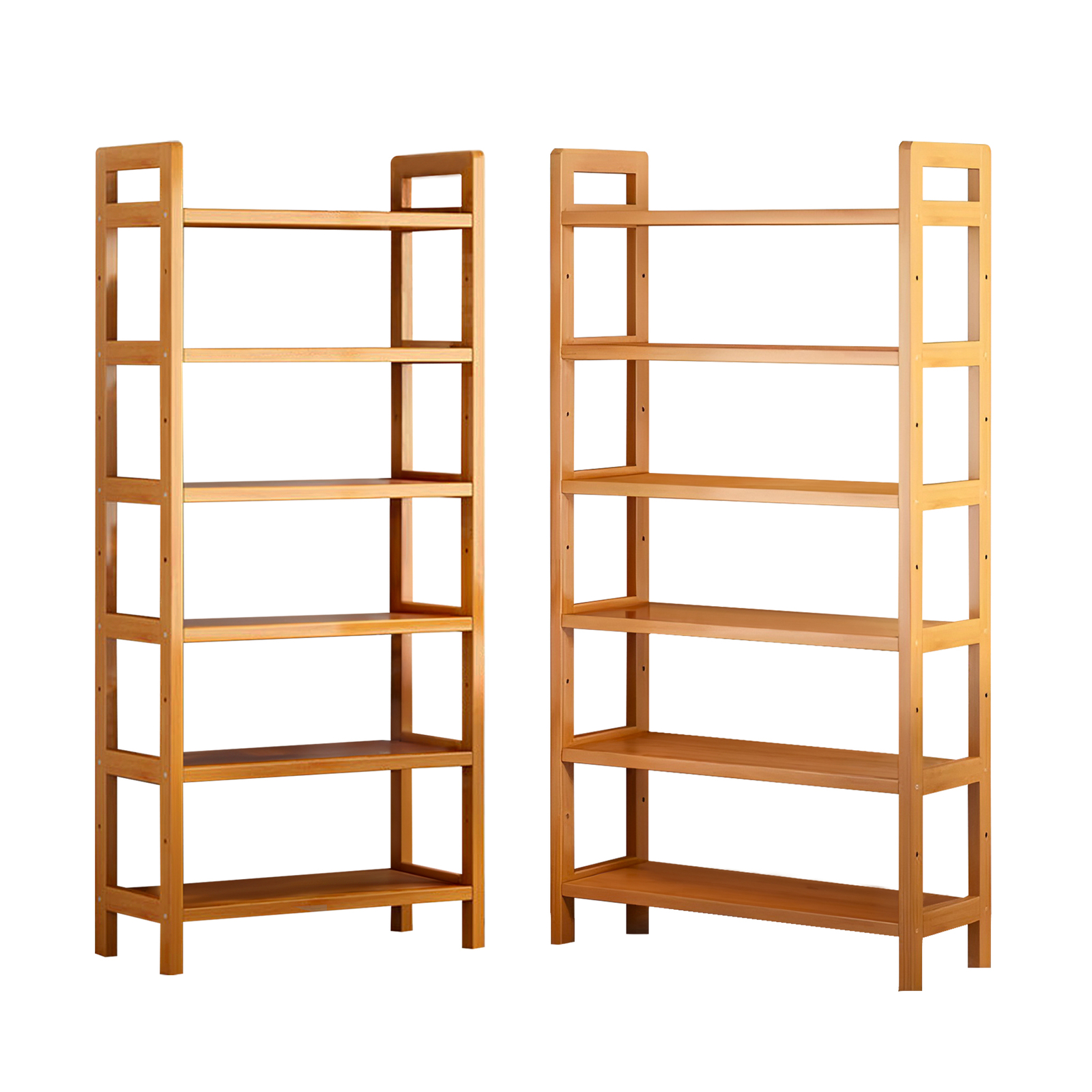6 Tier Bamboo Wood Display Shelf Bookshelf Storage Rack Stand