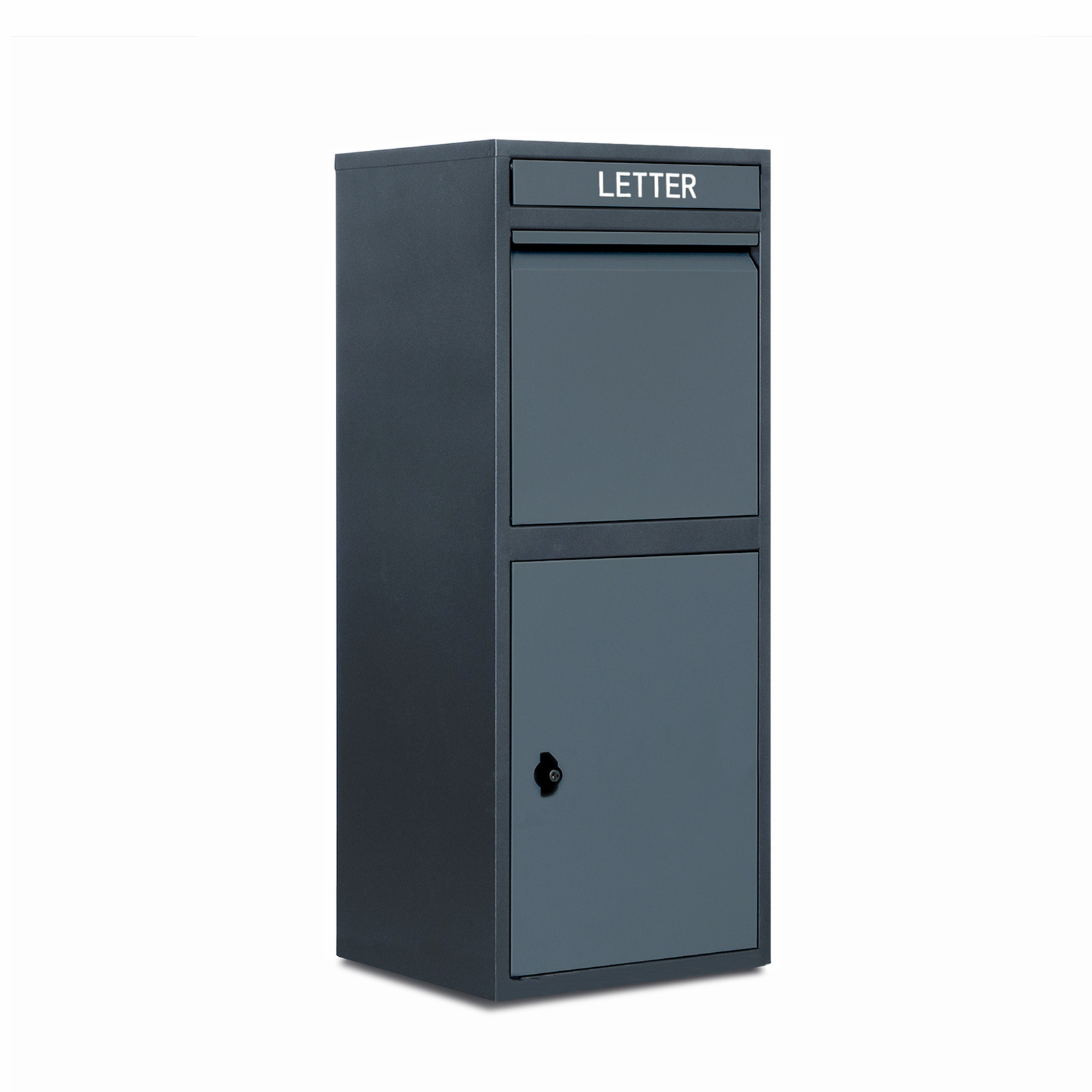 Steel Post Parcel Box Package Delivery Mail Box Locking Safe Drop Letterbox Storage Black