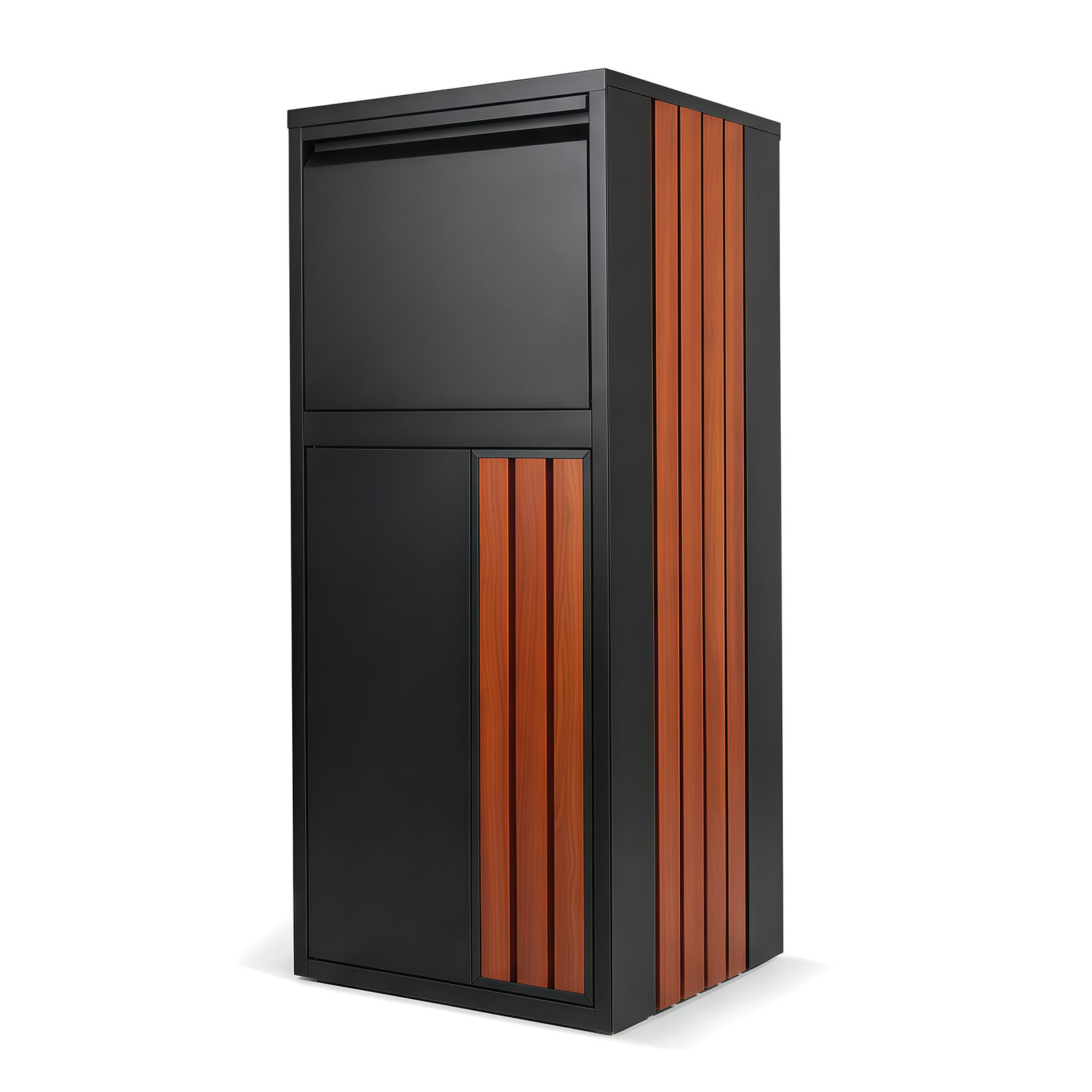 Parcel Letterbox | Large Black Metal | Anti-Theft Freestanding Mailbox | Weatherproof Package Delivery Box with Secure Drop Slot