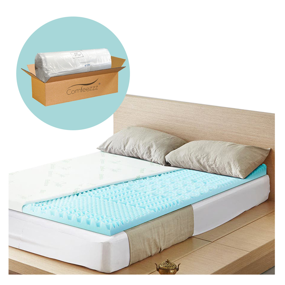 Memory Foam Topper Mattress Toppers Cool Gel Bamboo Cover 7-zone Pad Mat