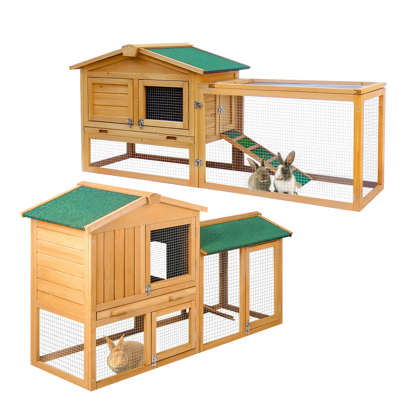Chicken Coop Rabbit Hutch Large Wooden House Run Outdoor Farm Pet Cage