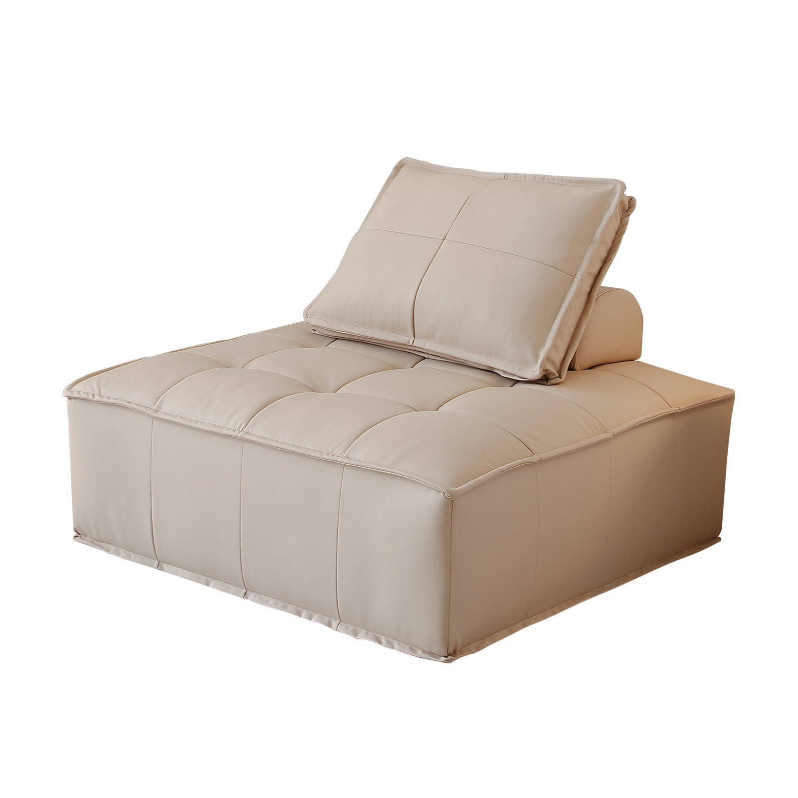 1pc Large Modular Sofa Lounge Chair Tofu Sofa Armless Seat PU Leather Couch Seat