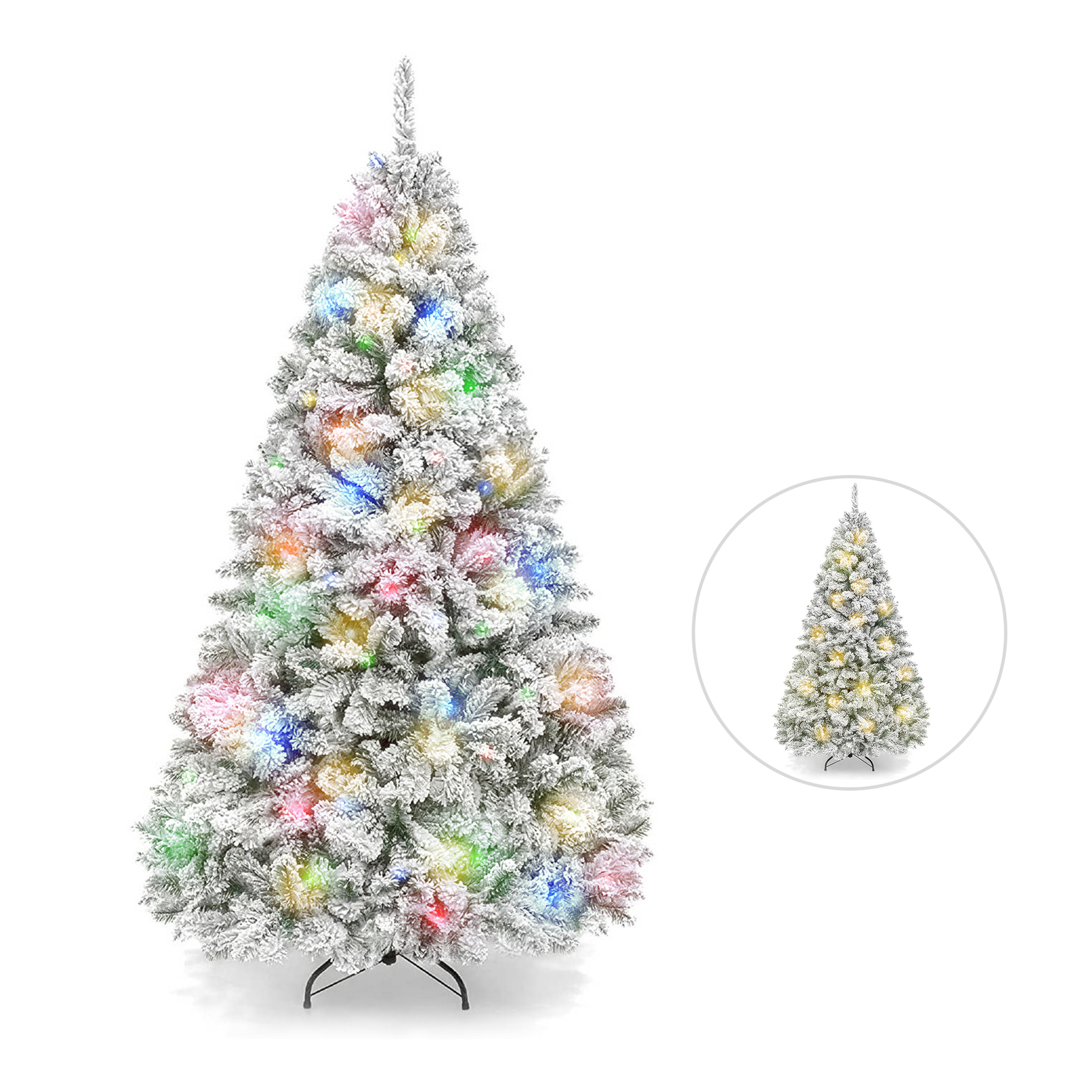Christmas Tree With LED 1.8m Xmas Trees Snow Flocked Artificial Decorations