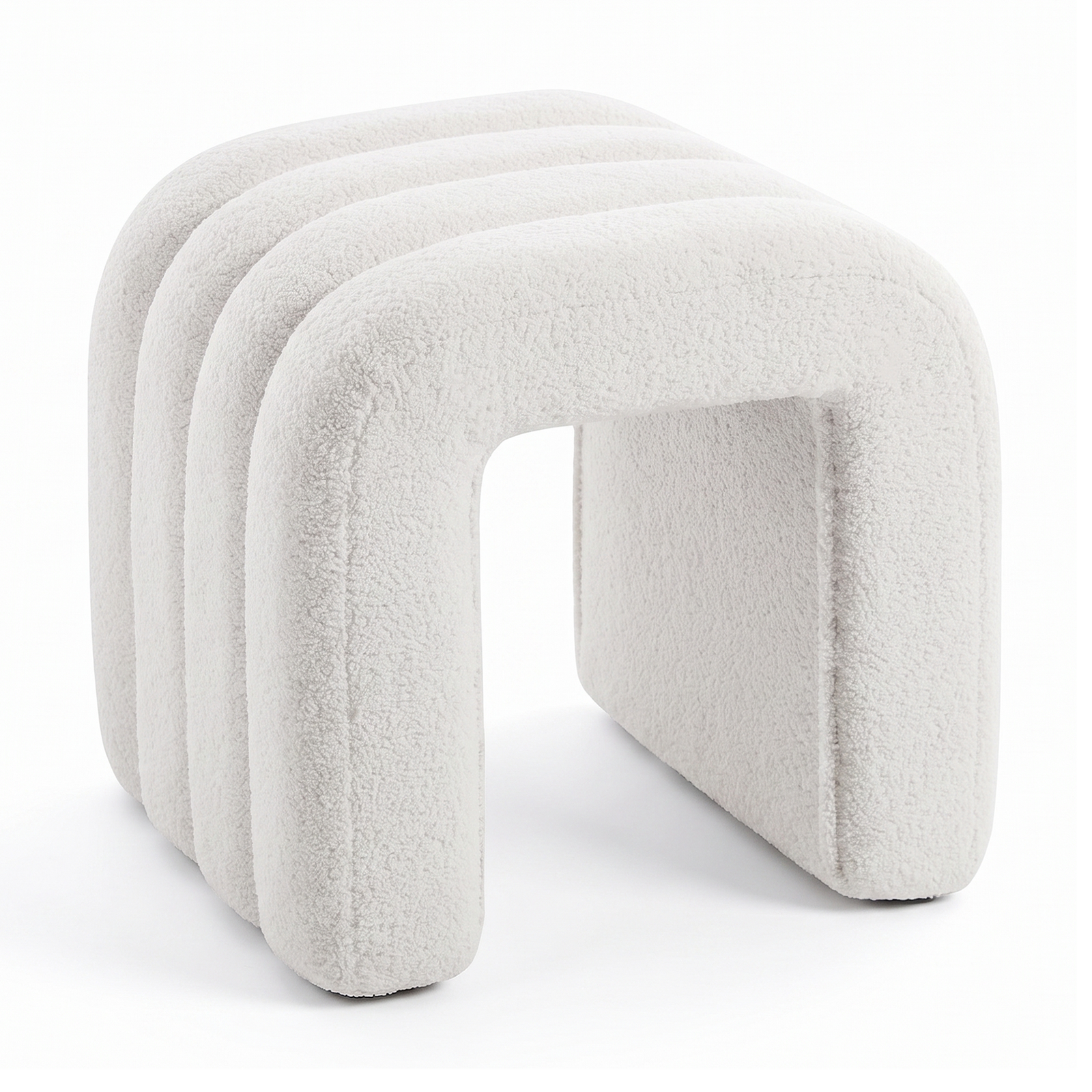 Velvet Ottoman Footstool with Plywood Frame and Foam Padding, Modern Upholstered Accent Stool for Living Room, Dressing Room, 50×39×45.5cm