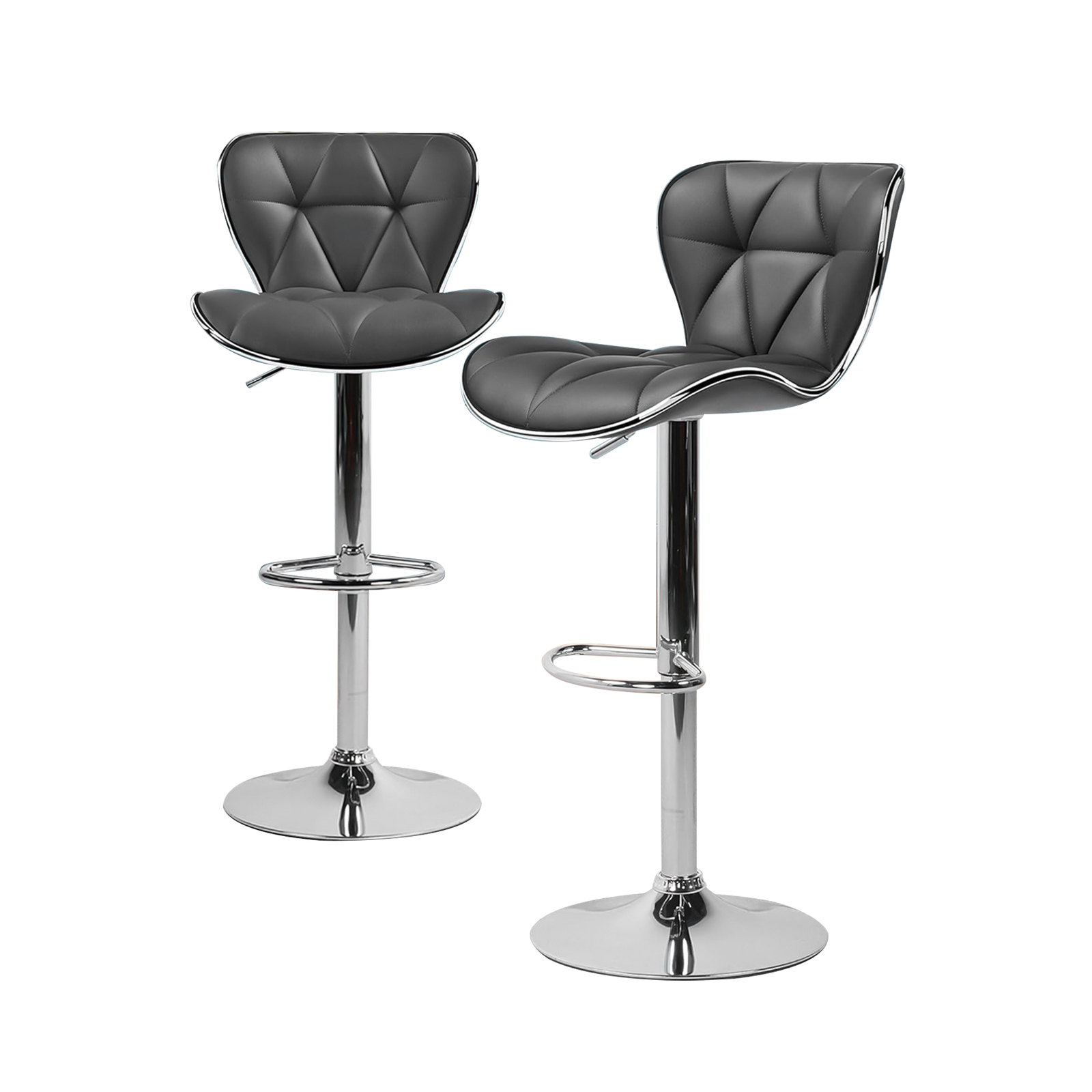 PU PVC Leather Bar Stools Kitchen Salon Chair Swivel Hydraulic Bar Stool - Set of 2
