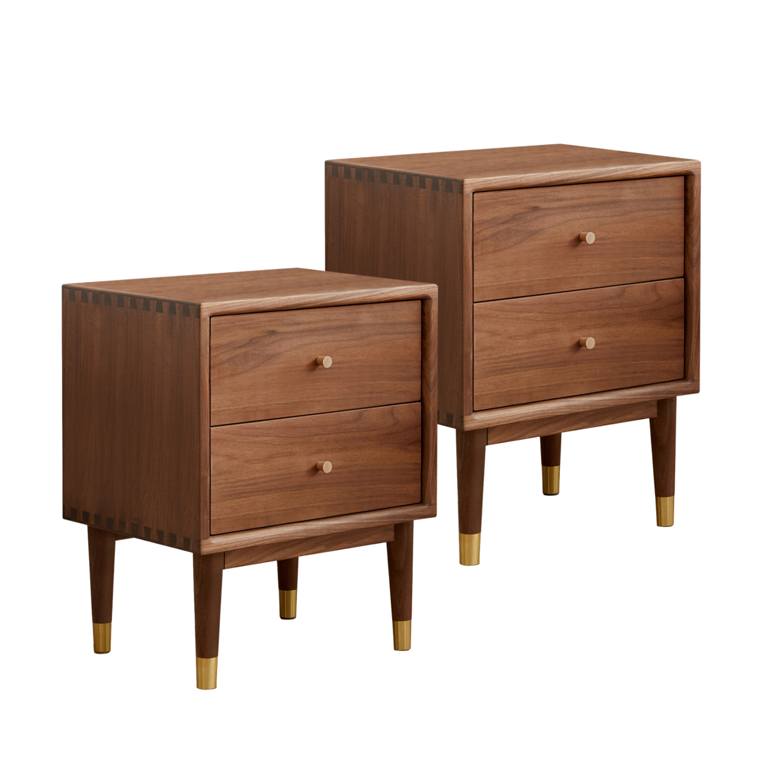 MIUZ 2x Solid Walnut Timber Bedside Tables Drawers Side Table Nightstand Storage Cabinet Wood