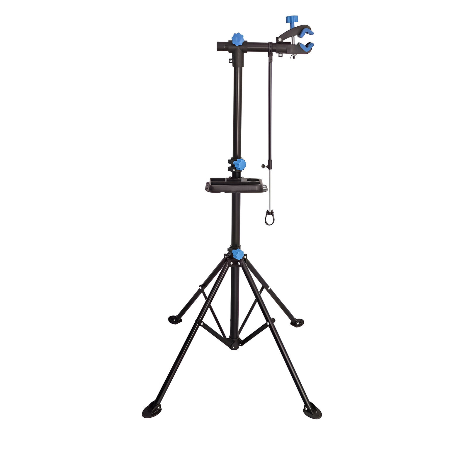 Adjustable Bicycle Repair Work Stand with 360° Clamp, Heavy Duty Foldable Bike Tripod and Bonus Tool Tray for Bike Home Maintenance Rack