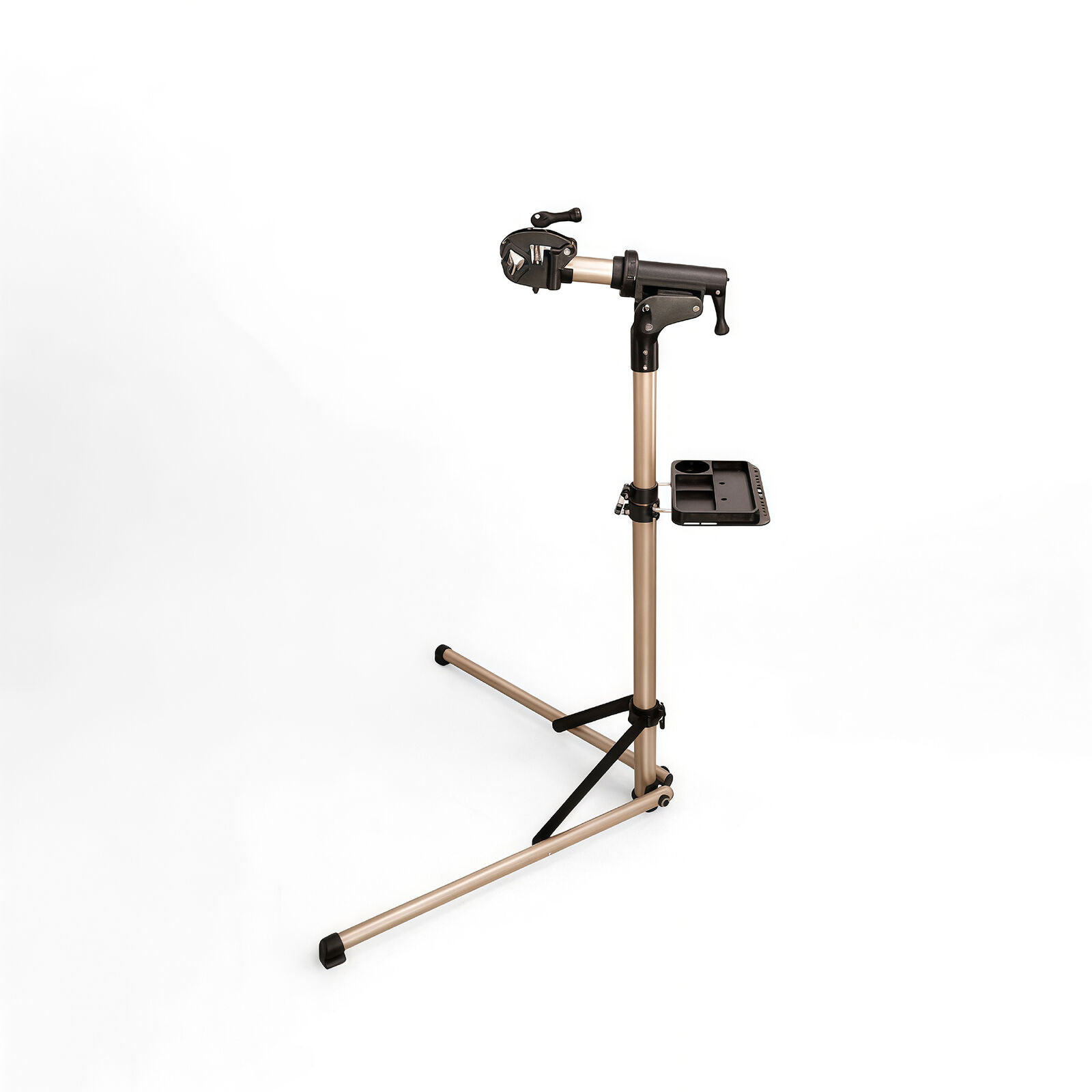 Bike Repair Stand, Height Adjustable Bicycle Maintenance Work Repair Station w/ 360° Rotating Quick-Release Clamp, Built-In Tool Tray