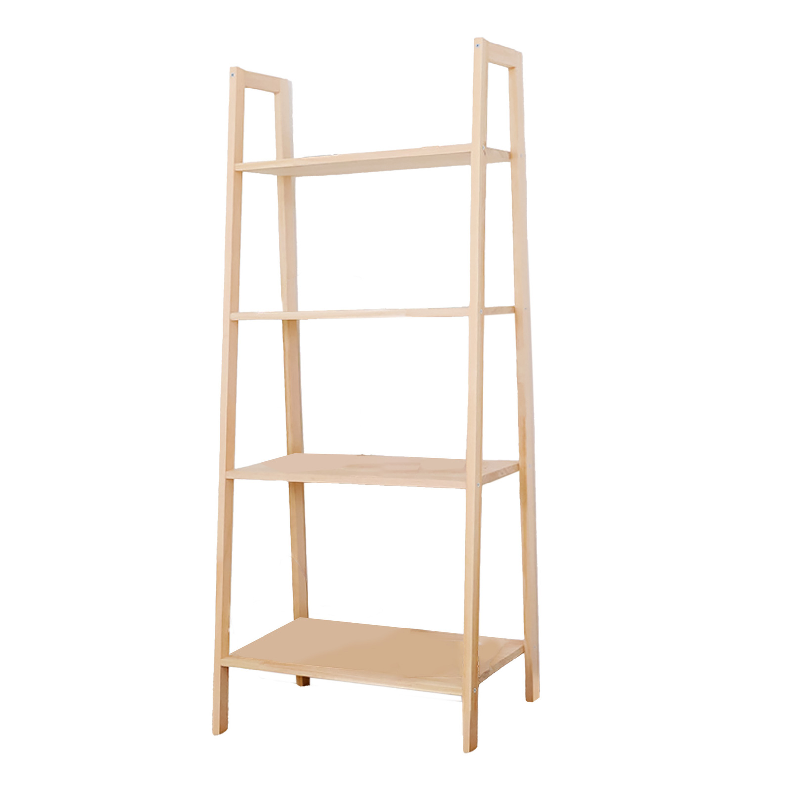 Solid Wood Display Shelf 4 Tier Wooden Ladder Stand Storage Book Shelves Rack