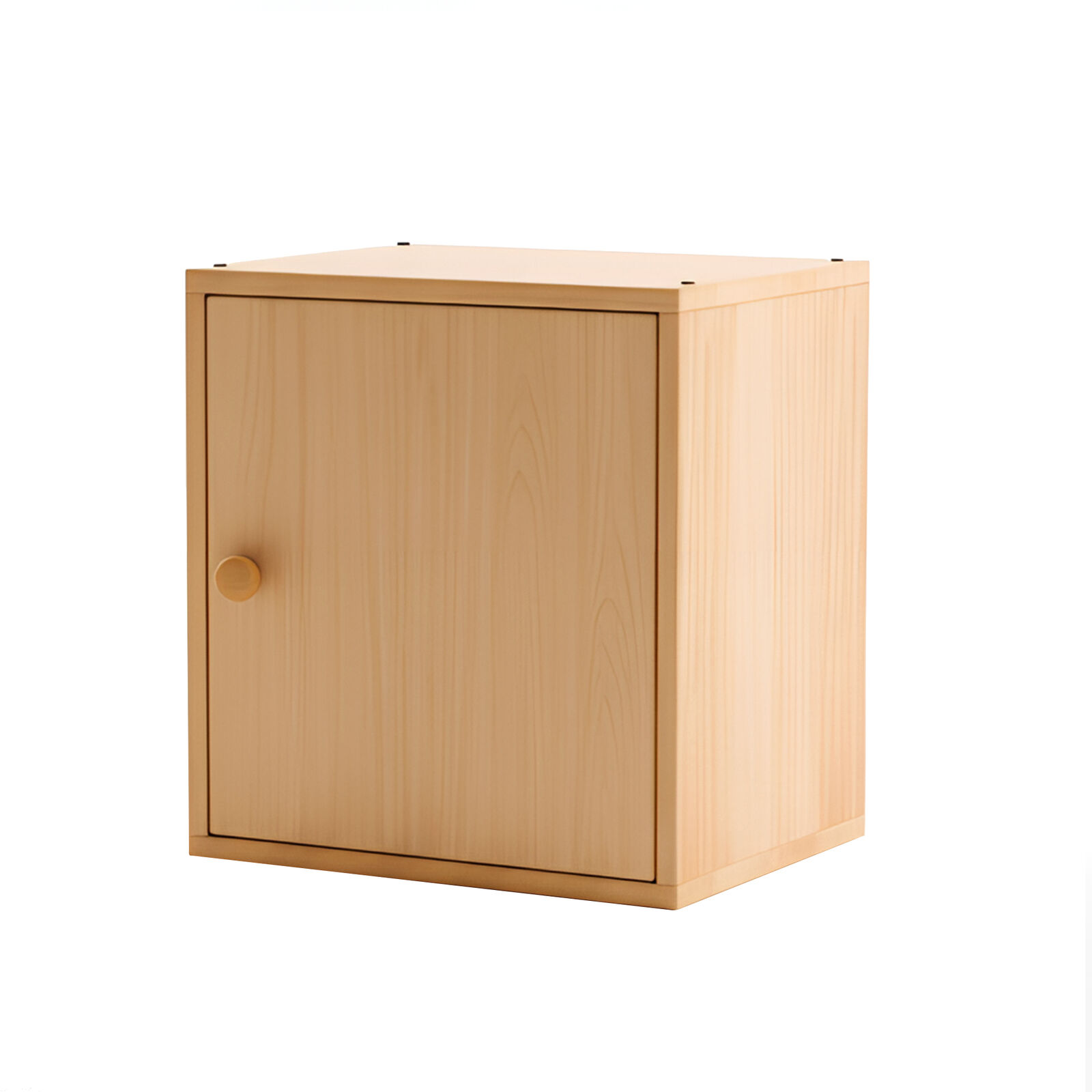1pc Modular Bamboo Wood Storage Cabinet Box, Stackable Small Single Door File Cabinet, Spacious Shelving & Flat Top Minimalist Organizer