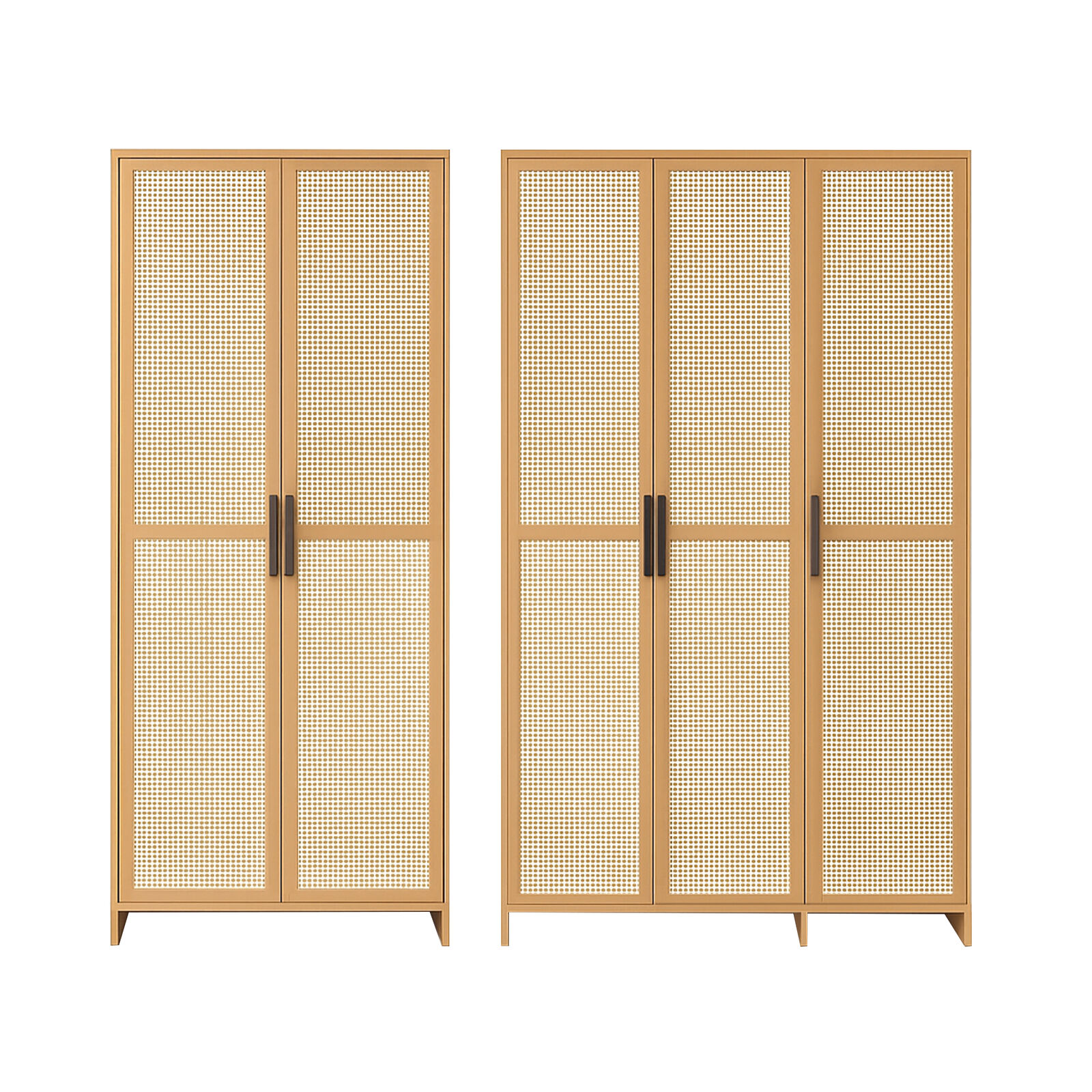 Wooden Wardrobe Closet Cabinet Cupboard Clothes Storage Organiser with Hanging Rod Shelves for Bedroom Apartment Dorm Rental Small Spaces
