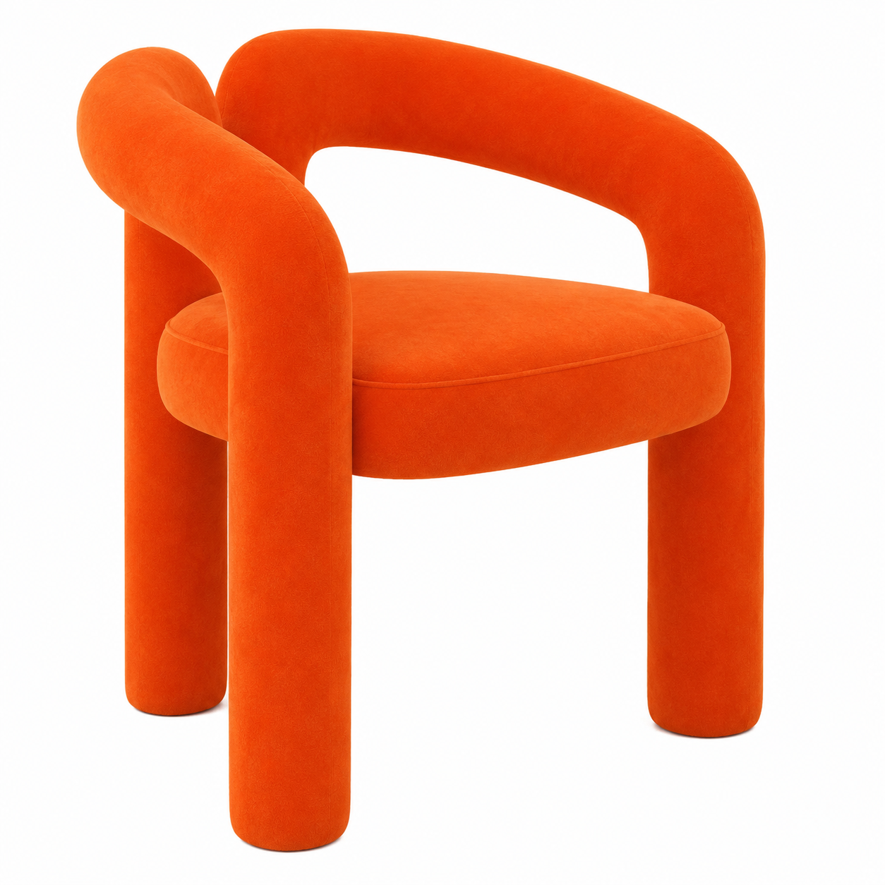 Padded Lounge Chair Living Room Accent Chairs Velvet Cushion Armchair - Replica Dudet Armchair - Tangerine