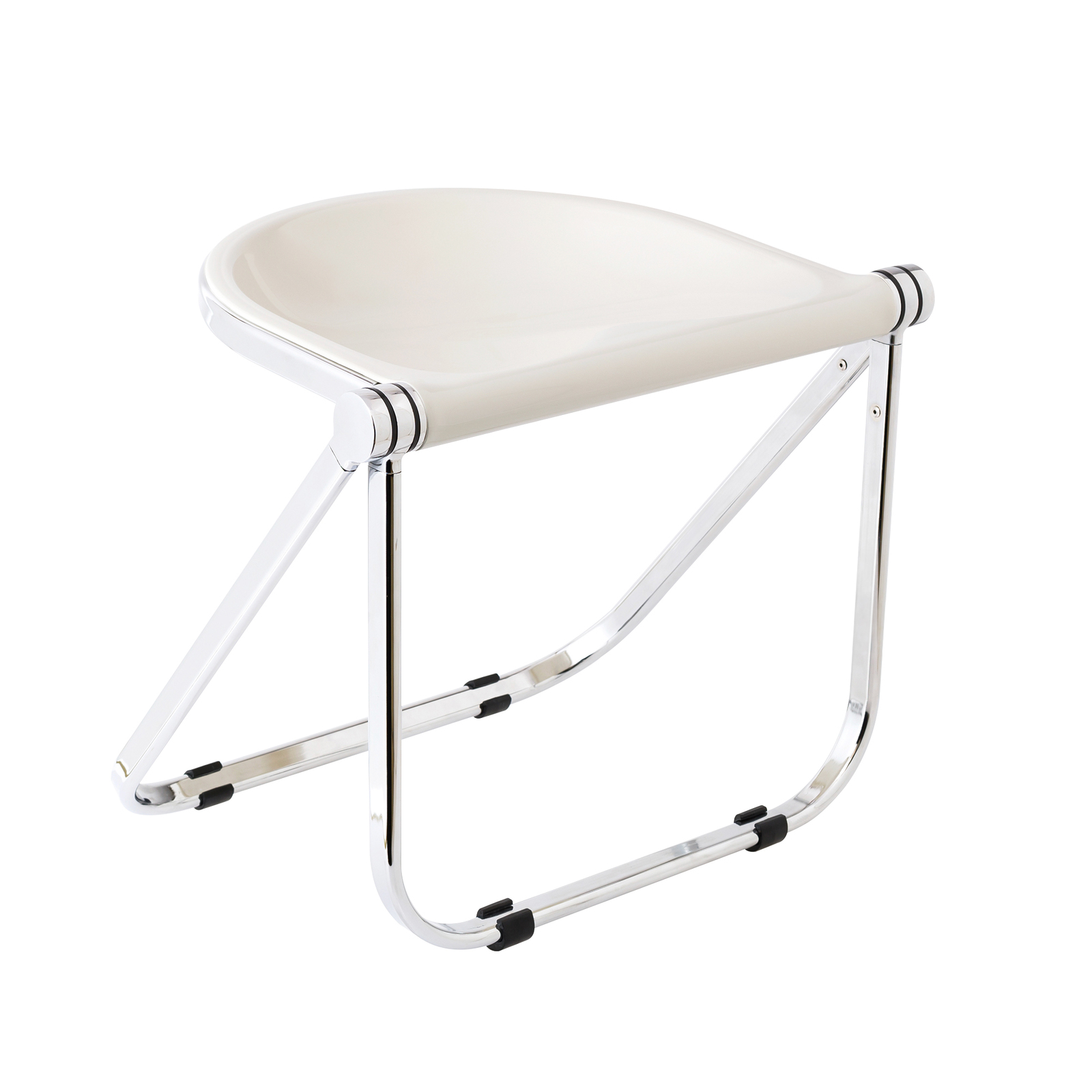 Replica Giancarlo Piretti Pluff Stools | Folding Stool Seat Portable Fold Chair Plastic Foldable Dining Room Chair - White