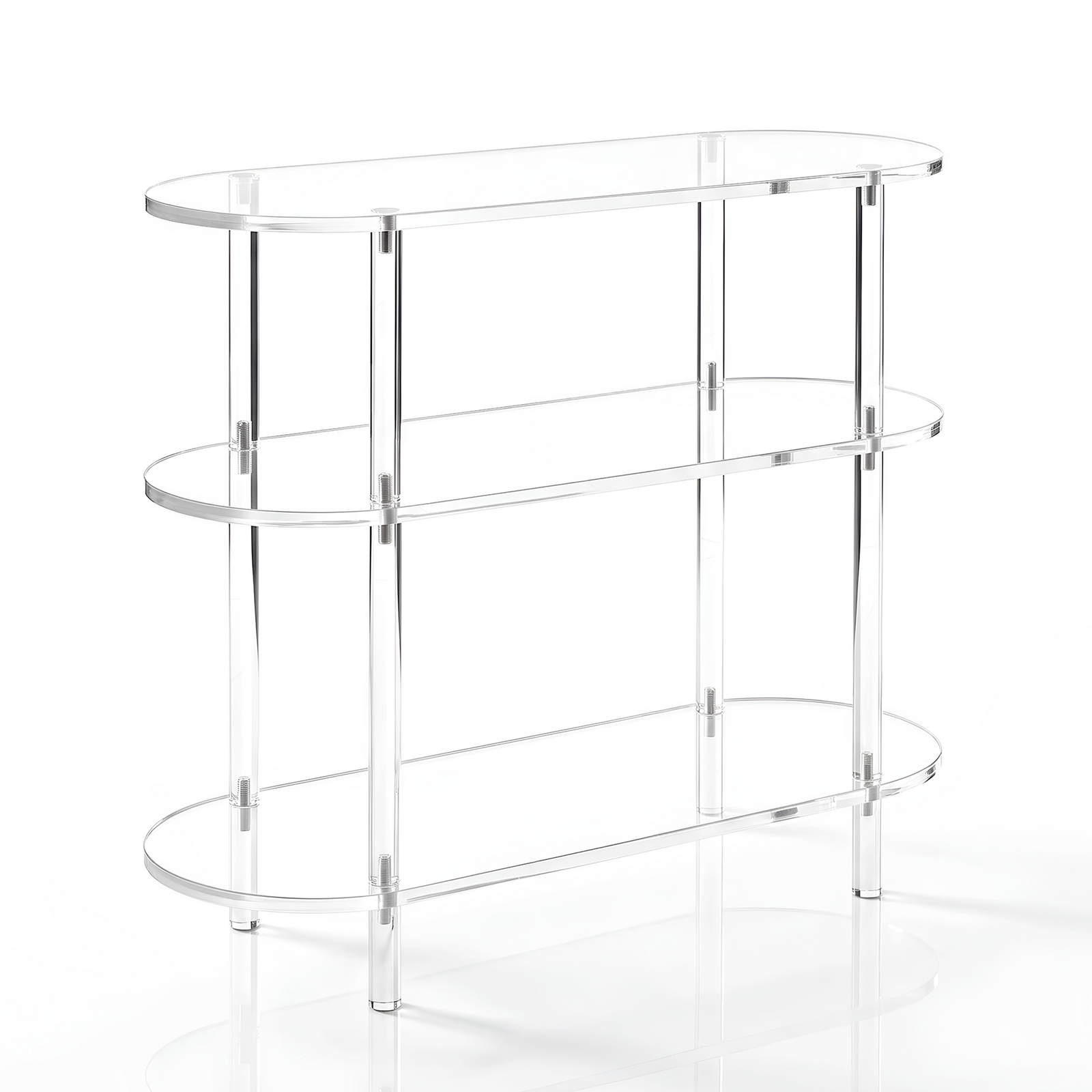 Clear Acrylic 3 Tier Console Table, Oval Display Shelf with 3 Levels, Transparent Storage Stand for Living Room, Hallway and Bedroom