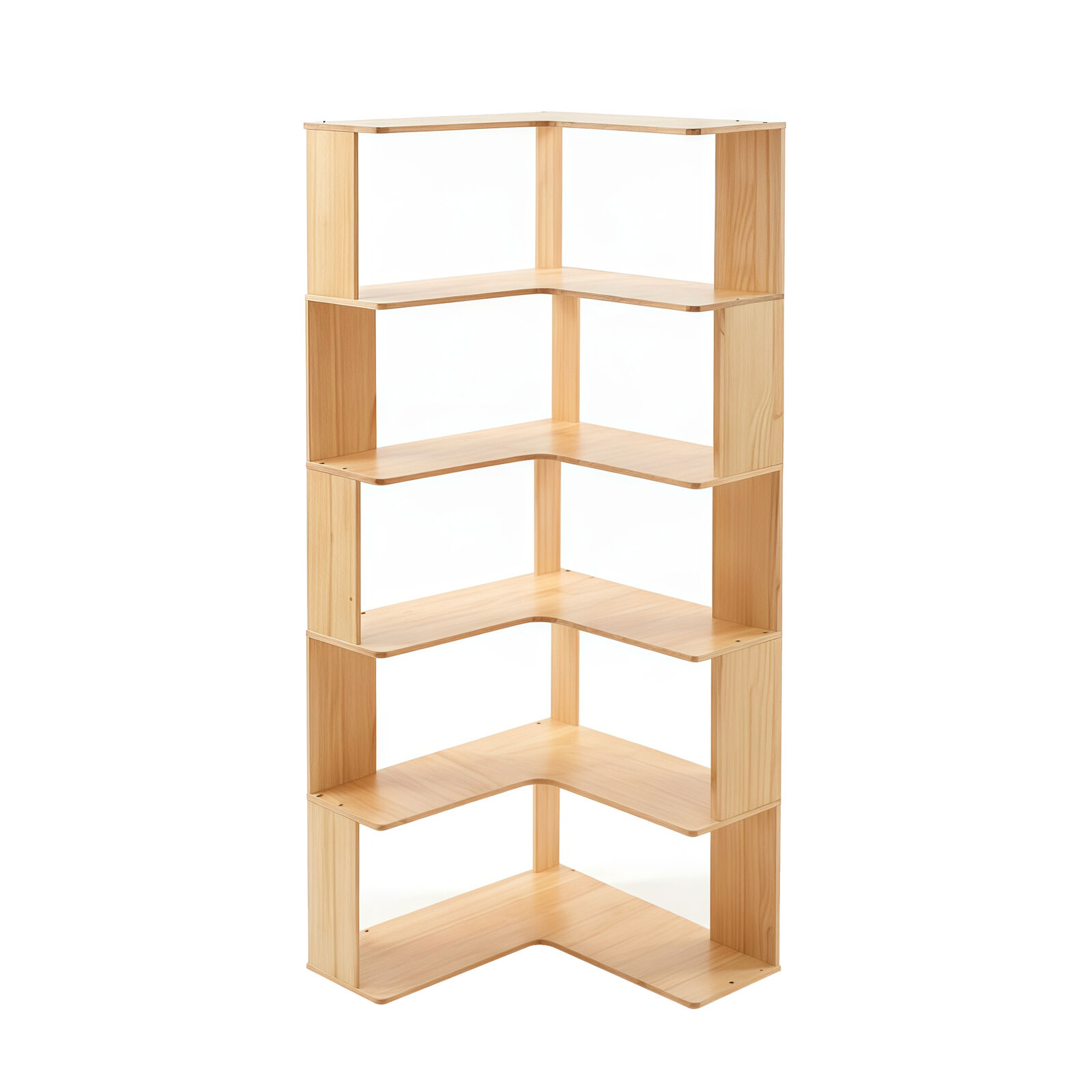 5-Tier Bamboo Wood Corner Bookshelf, Freestanding Space Saving Bookcase, Vertical Plant Stand Organizer Storage, Easy Assembly for Living Room