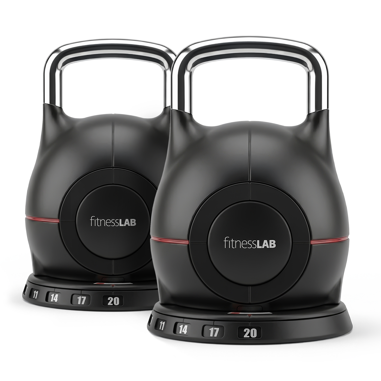 2x 20kg 7-in-1 Adjustable Kettlebells with Quick-Adjust Rotating Handle Superior Locking Mechanism