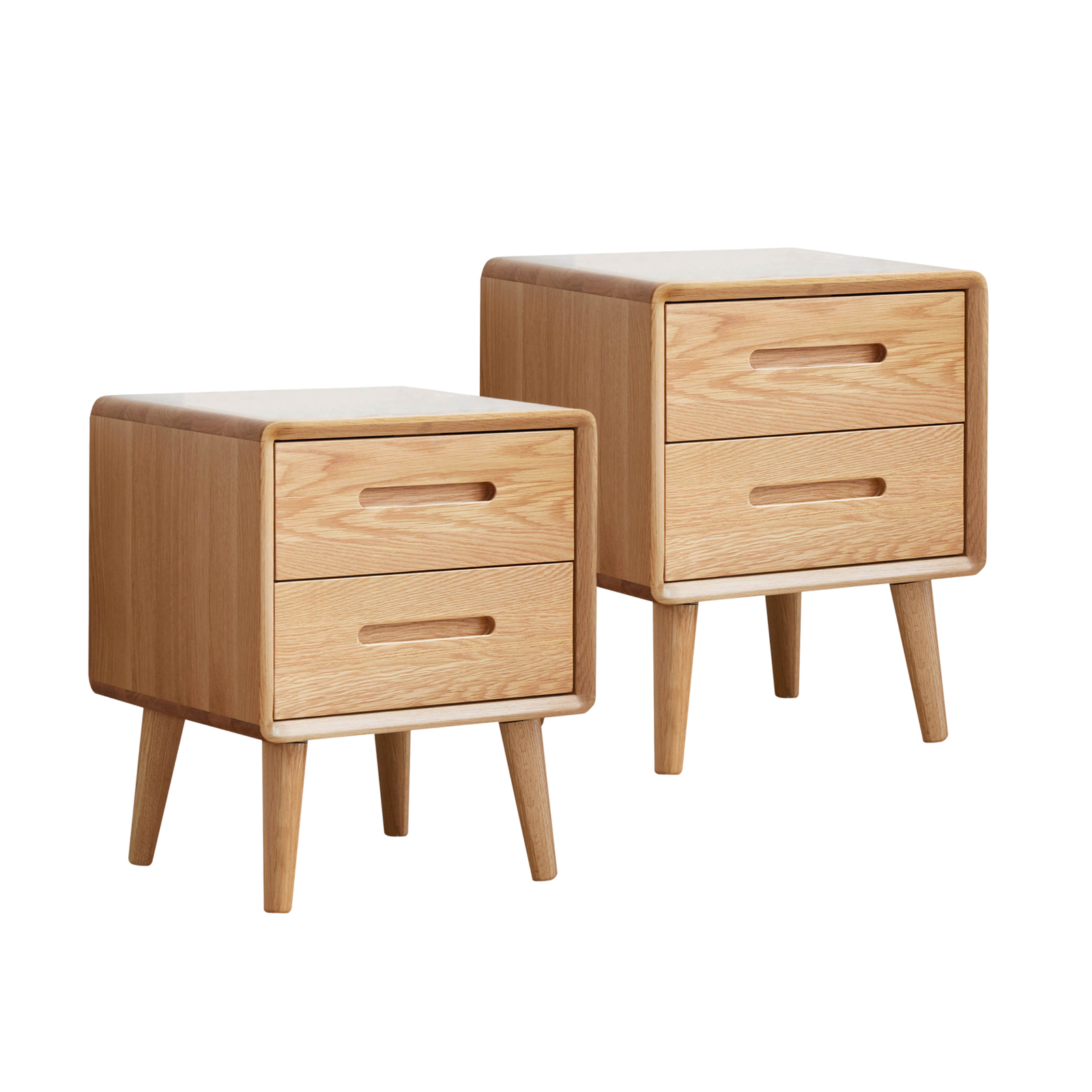 MIUZ 2x Bedside Table Bed Side Tables Drawers Side Tables Solid Timber American Oak Wood Nightstand