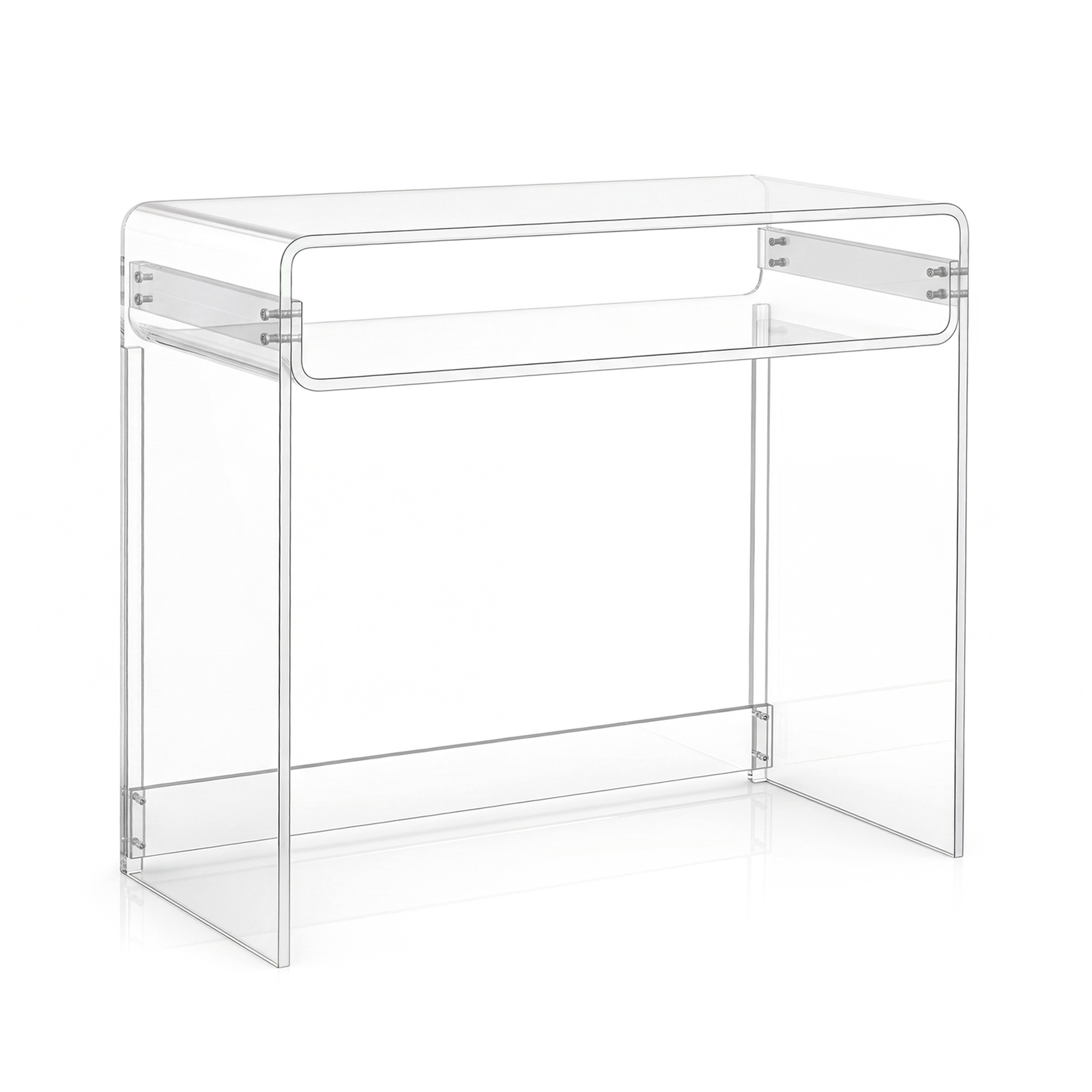 Acrylic Console Table | 80 x 40 x 75 cm Clear Transparent Desk with Storage Shelf | Modern Dressing Table Study Desk Living Room Display Table