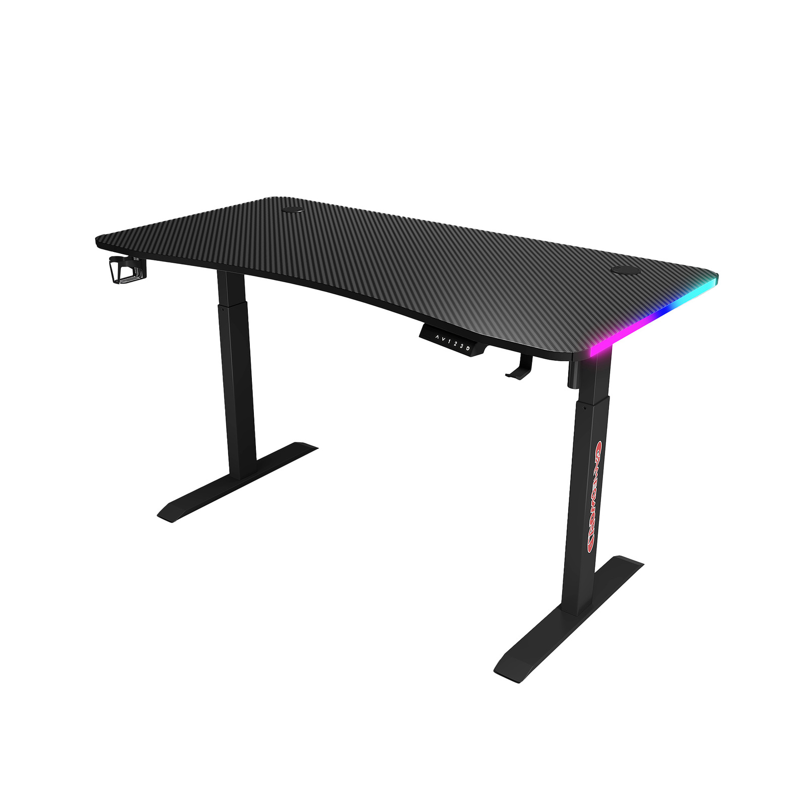 120cm RGB LED Gaming Desk Single Motor Frame Leg with Cup and Headphone Holder