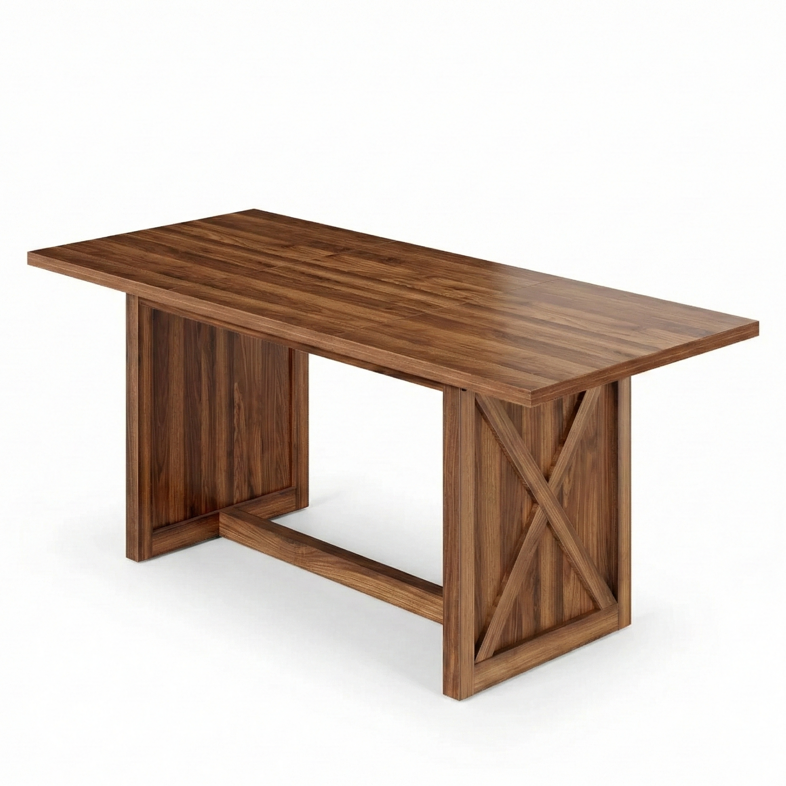 Large Farmhouse Dining Table | Brown Rectangular Rustic Wooden Table for 6-8 People | Easy Assembly | Modern Sturdy Frame for Kitchen & Office