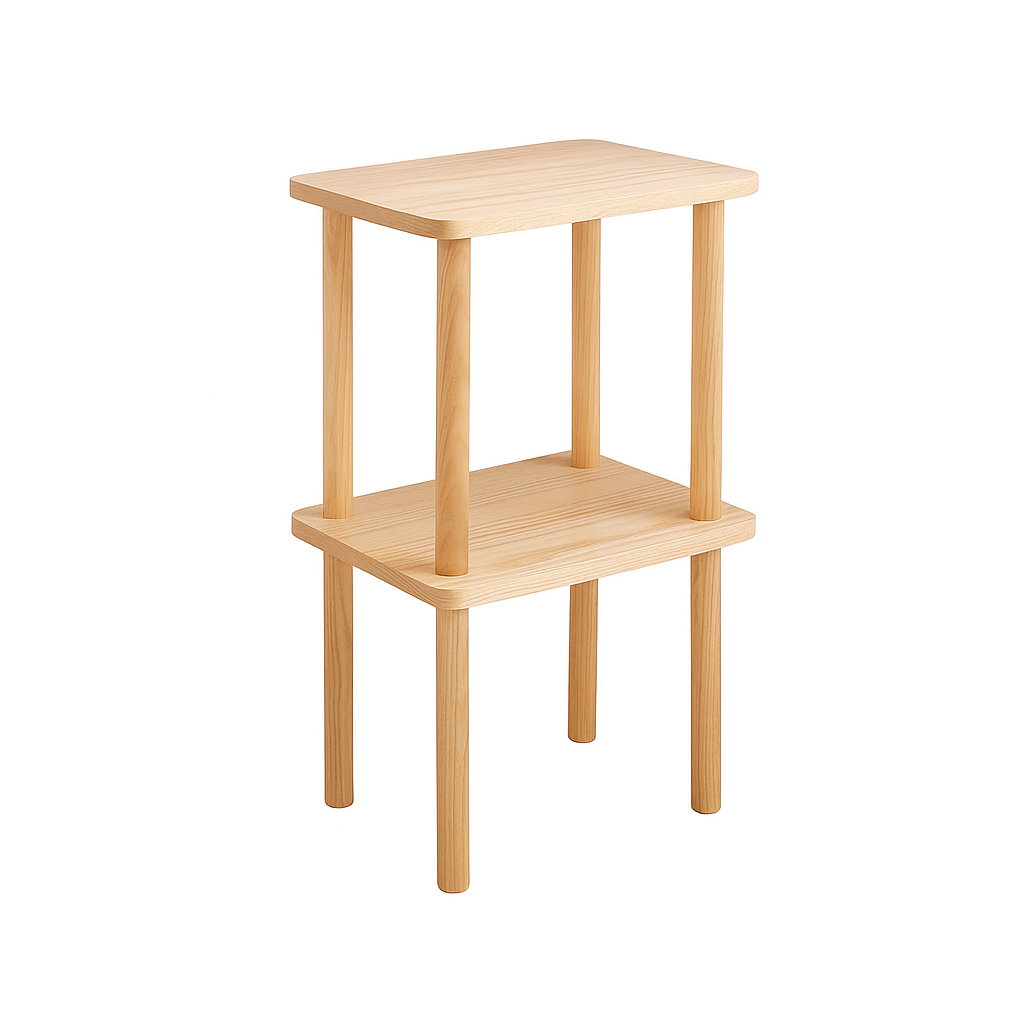 2 Tier Solid Oak Tall Side Table Display Rack Shelf Bookstand Storage Rack Stand