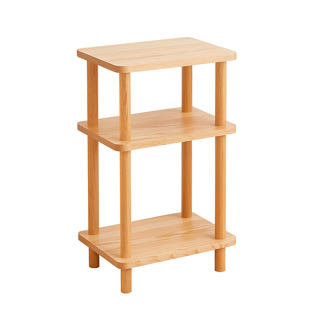 3 Tier Solid Oak Tall Side Table Display Rack Shelf Bookstand Storage Rack Stand
