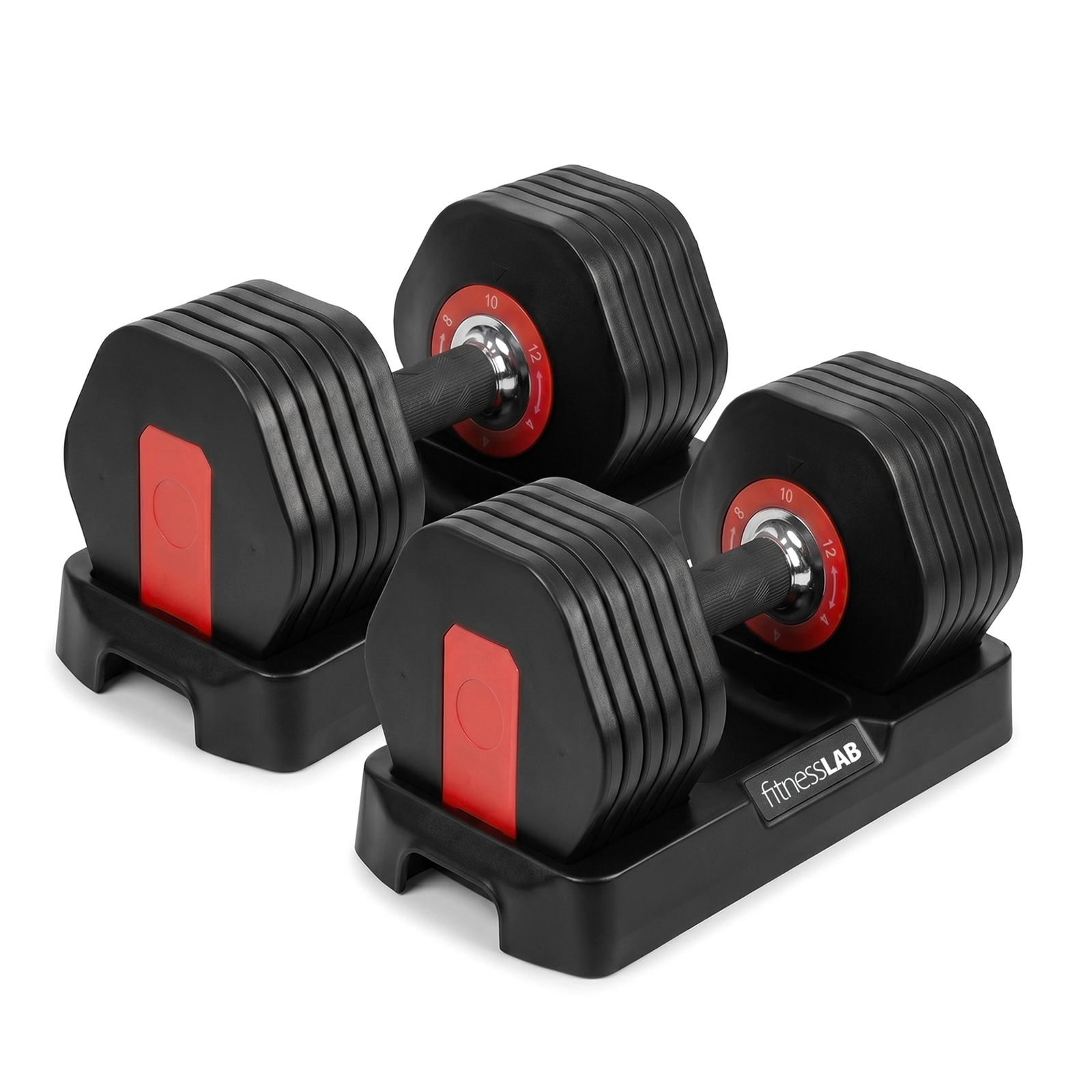 2X 12kg Adjustable Dumbbell Gym Exercise Weights, Fast Adjustment with Non-Slip Handle, Crossfit, Bodybuilding, Toning, and Fitness Dumbbell