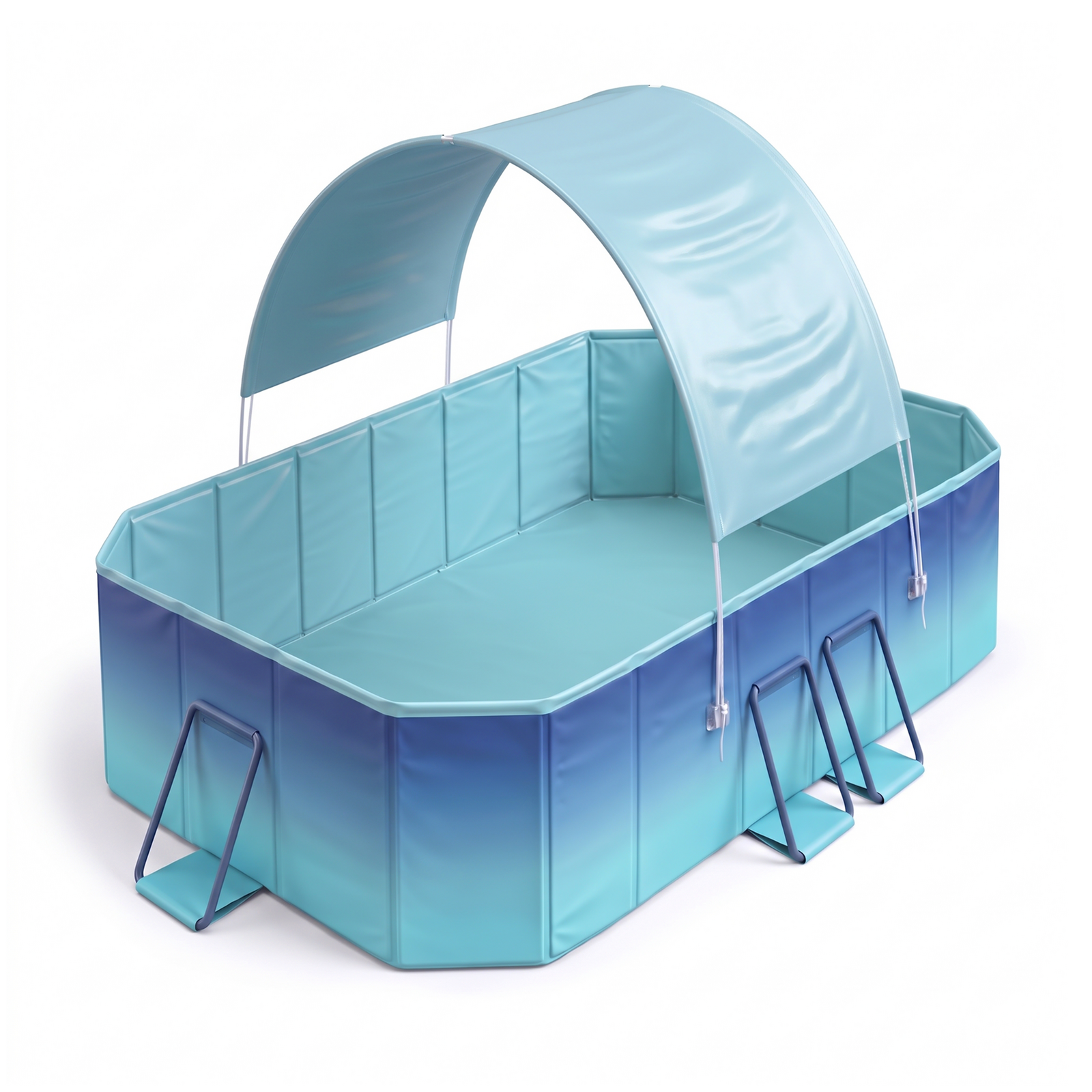 Foldable Swimming Pool with Shade Canopy | Above Ground Pool | 6 Support Brackets | Silver-Coated Sunshade | Fits 1-4 People