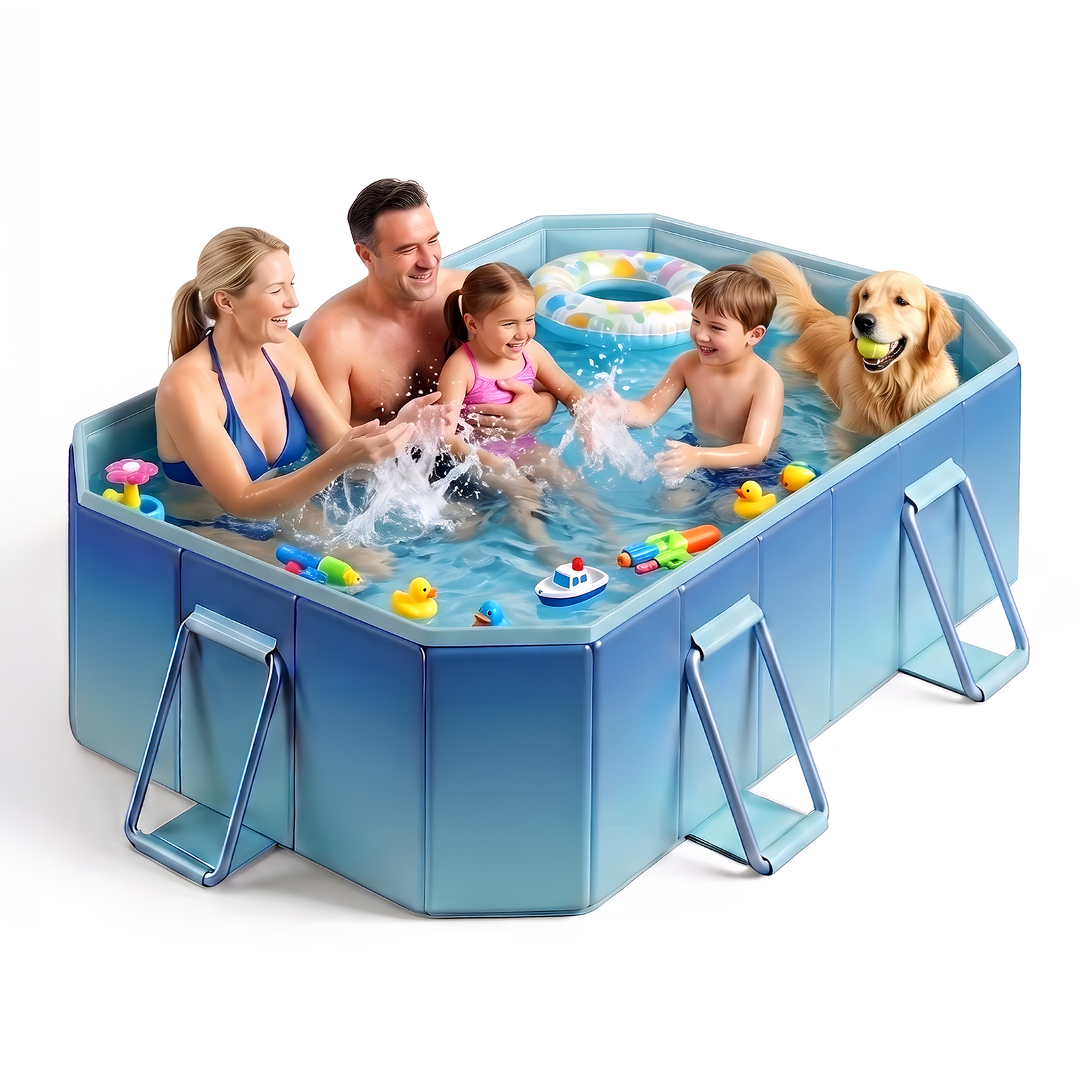 2.1M Swimming Pool Foldable Above Ground PVC Pool Kids Adult Outdoor Pool