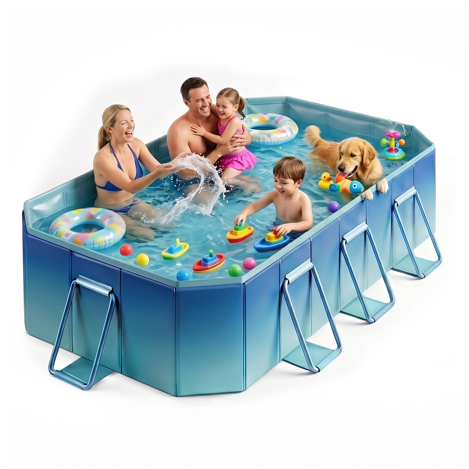2.6M Swimming Pool Foldable Above Ground PVC Pool Kids Adult Outdoor Pool