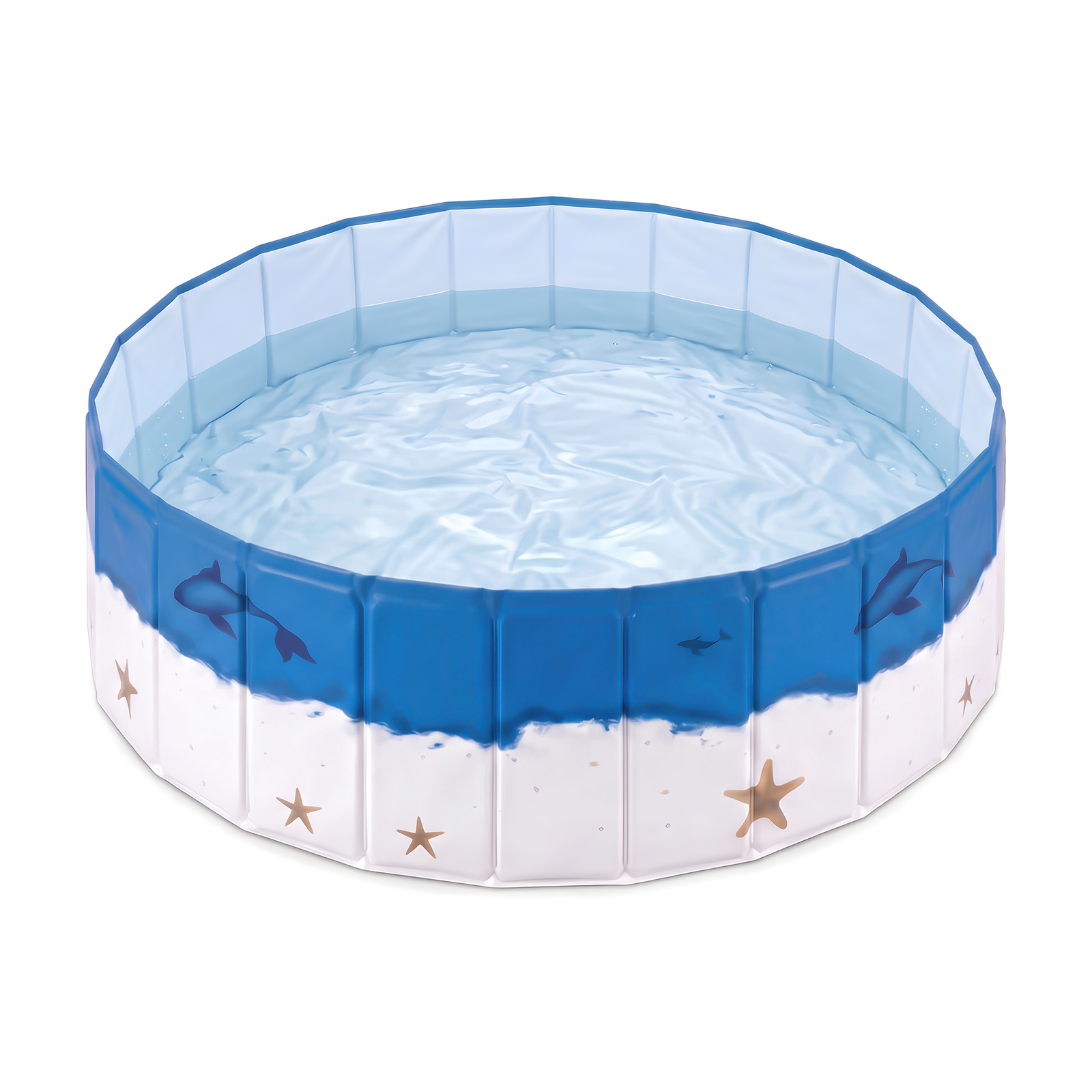 Foldable Pet Swimming Pool, Round Dog Pool, Heavy Duty Pet Bathing Tub for Outdoor Water Play, 160 x 45cm