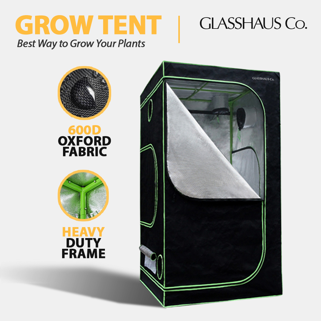 Glasshaus Grow Tent Kits Size A: 60x60x140cm Real 600D Oxford Hydroponic Indoor System