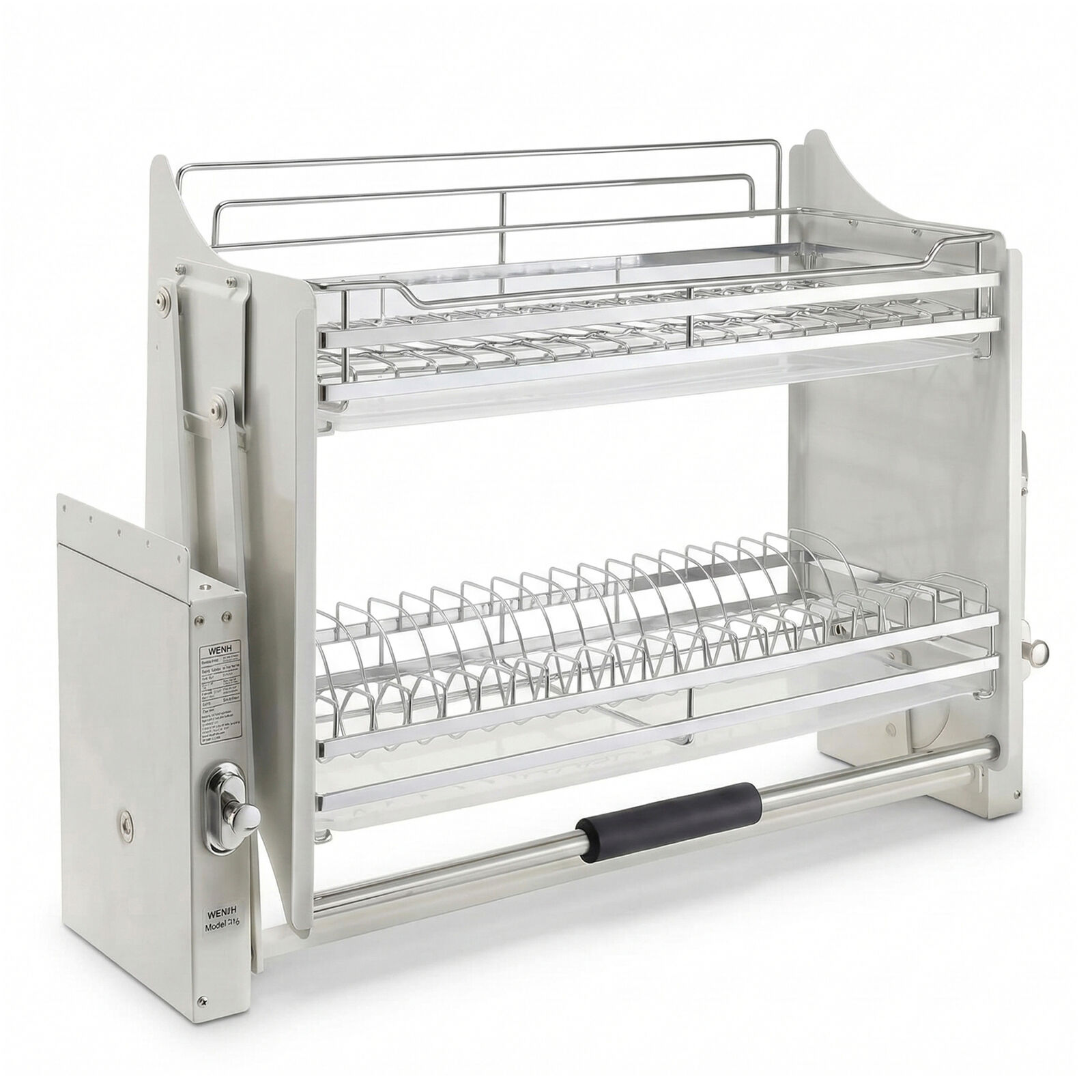 2-Tier Pull-Down Kitchen Cabinet Organizer for 600mm Cabinets | Premium Stainless Steel Dish Rack | Heavy Duty Household Wall Lift Cabinet