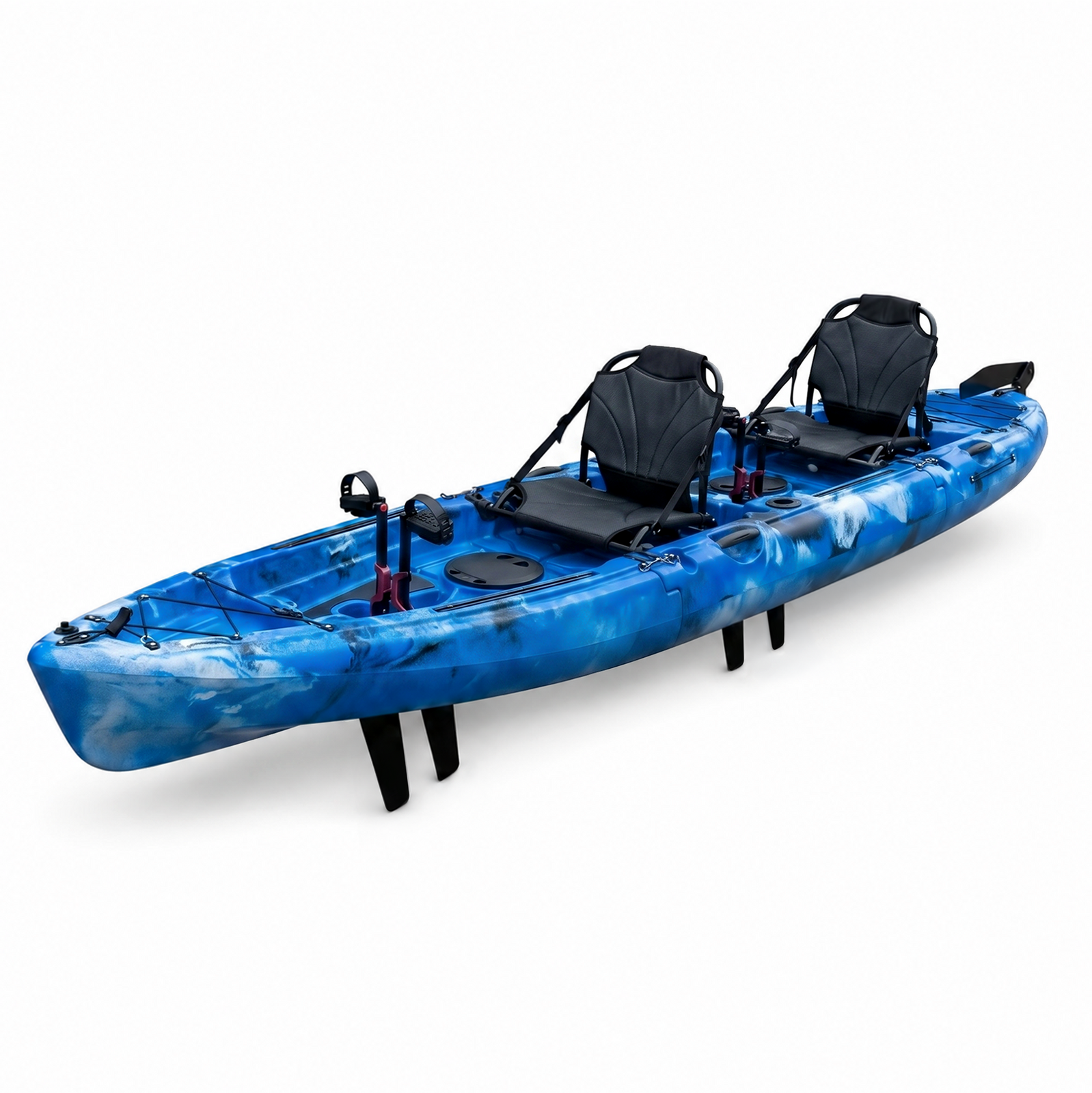 Tandem 3pc Modular Fin Drive Pedal Fishing Kayak 4.1m for Saltwater & Freshwater - Blue