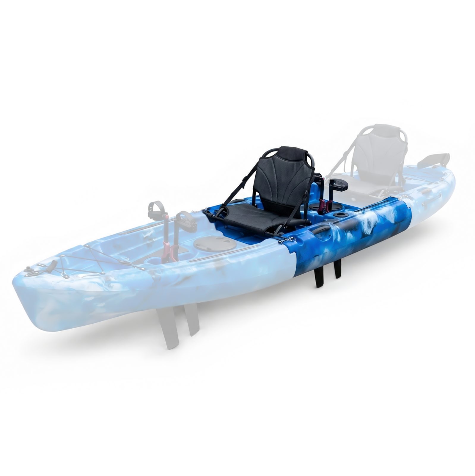 Modular Mid Section Fin Drive Pedal Fishing Kayak for Saltwater Freshwater - Blue