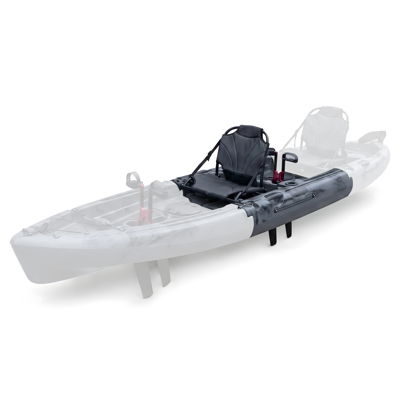 Modular Mid-Section Fin Drive Pedal Fishing Kayak for Saltwater Freshwater - Grey