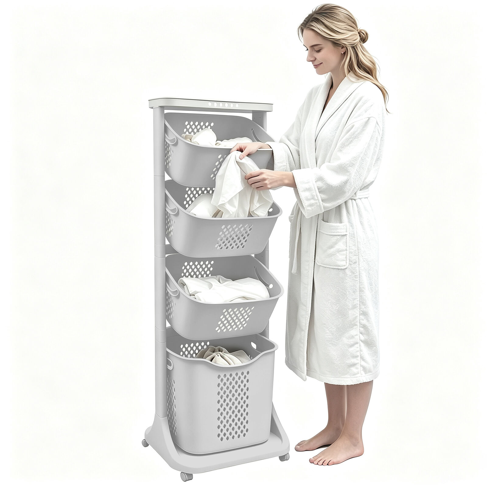 4 Layer Laundry Basket Bathroom Multi-Layer Clothes Storage Hamper