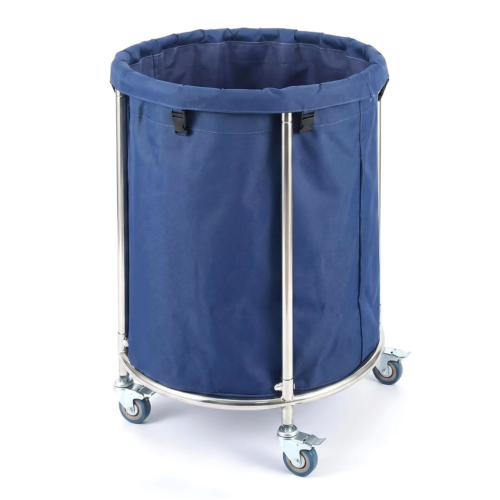 Heavy Duty Laundry Trolley with Wheels, 180L Large Linen Skip, 100kg Load Rust-Resistant Metal Rolling Cart, Silent Casters & Waterproof Bag